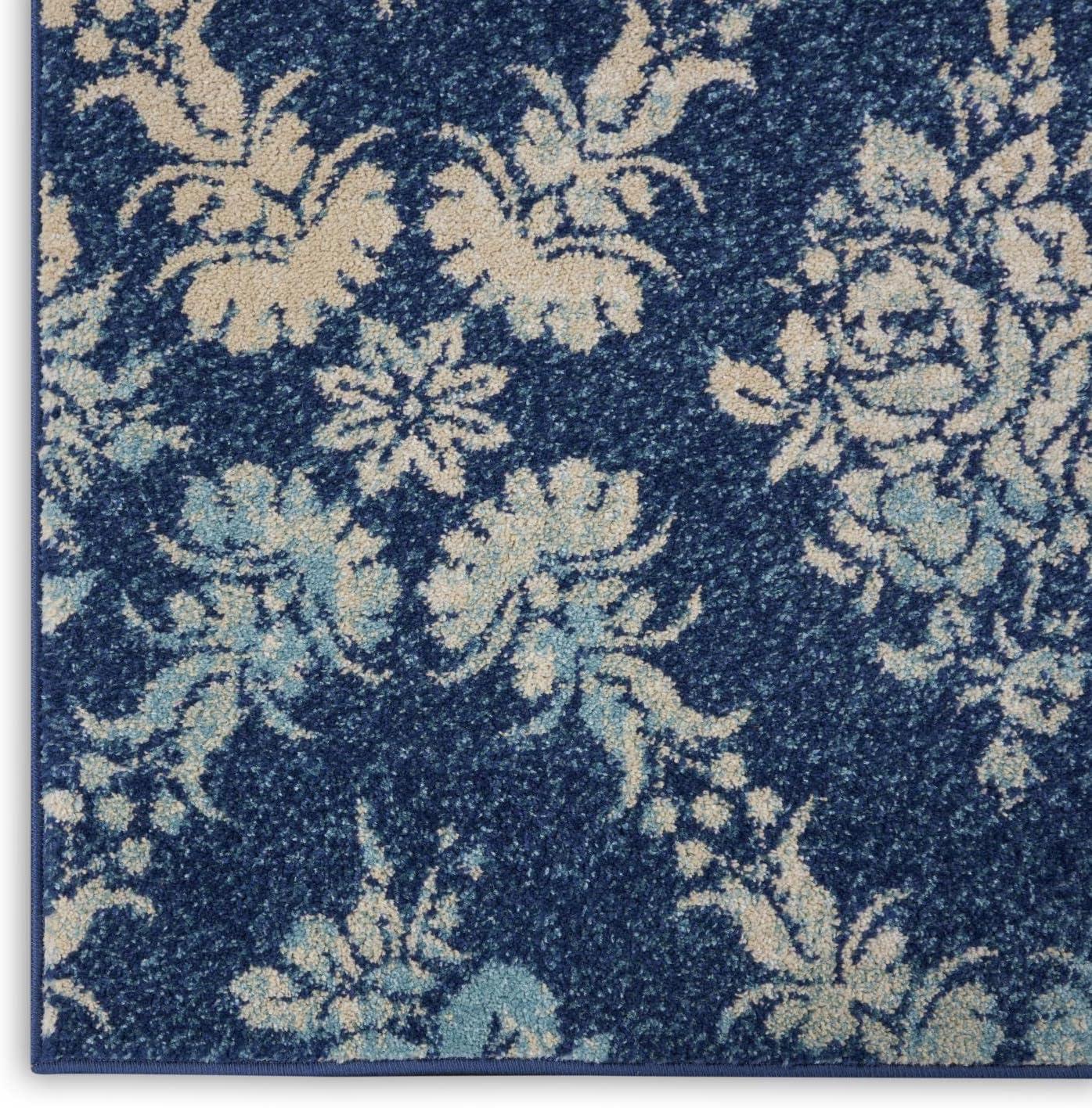 Nourison Tranquil Floral Navy/Light Blue 8' x 10' Area Rug, (8x10)