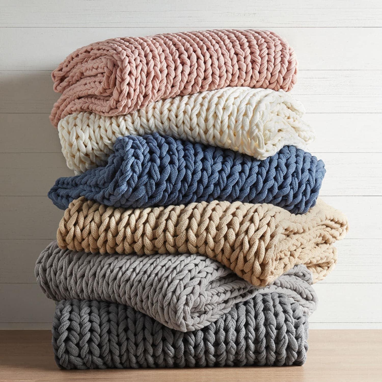 50"x60" Chunky Double Knit Handmade Throw Blanket - Madison Park