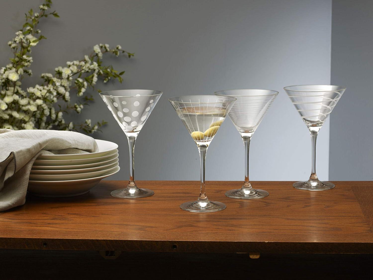 Cheers 10 oz Clear Lead Crystal Martini Glass Set