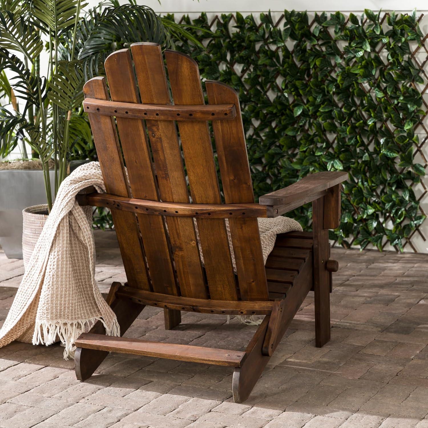 Dark Brown Acacia Wood Foldable Adirondack Outdoor Chair