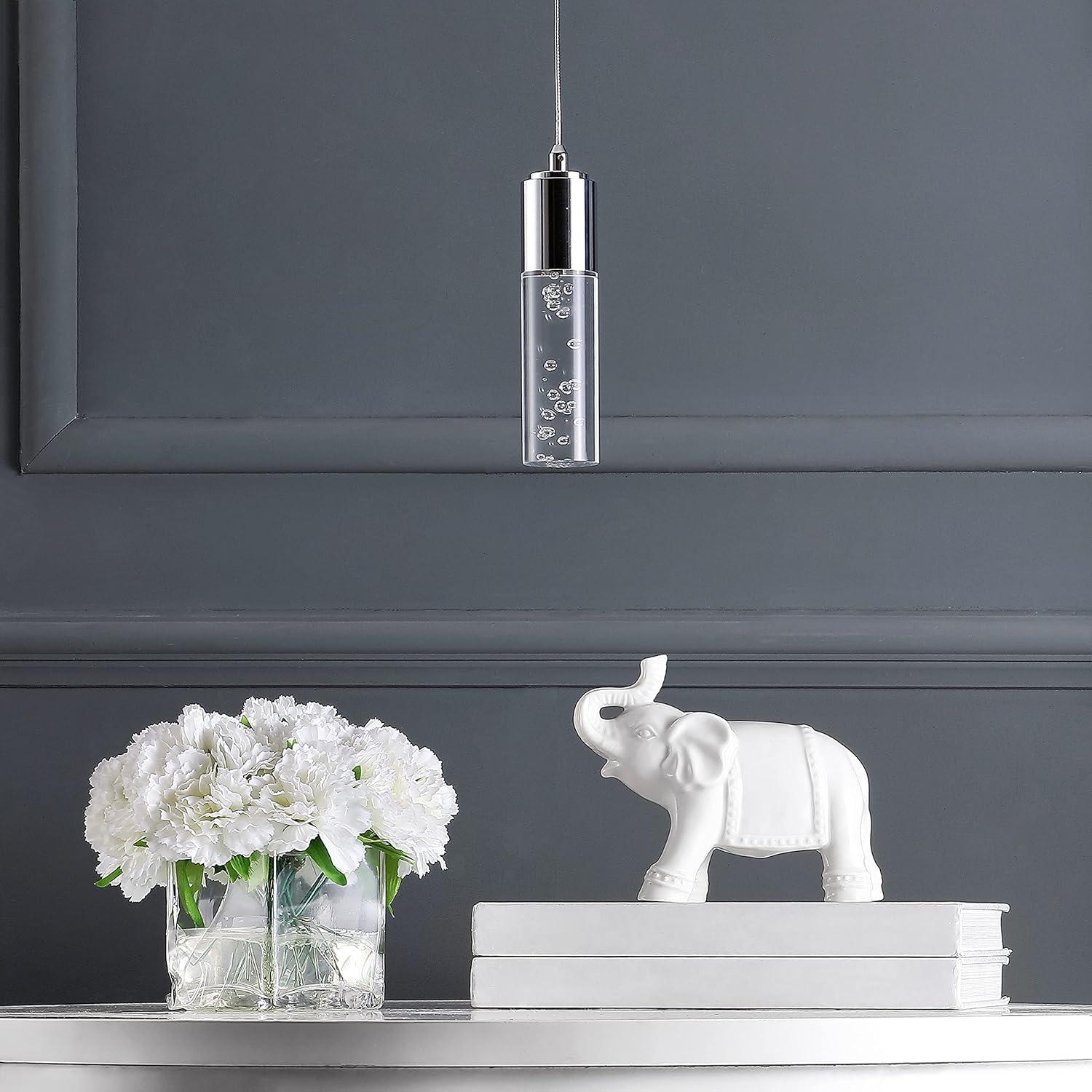 Bolha 4.75" 1-Light Bubble Acrylic/Iron Modern Minimalist Integrated LED Pendant, Chrome