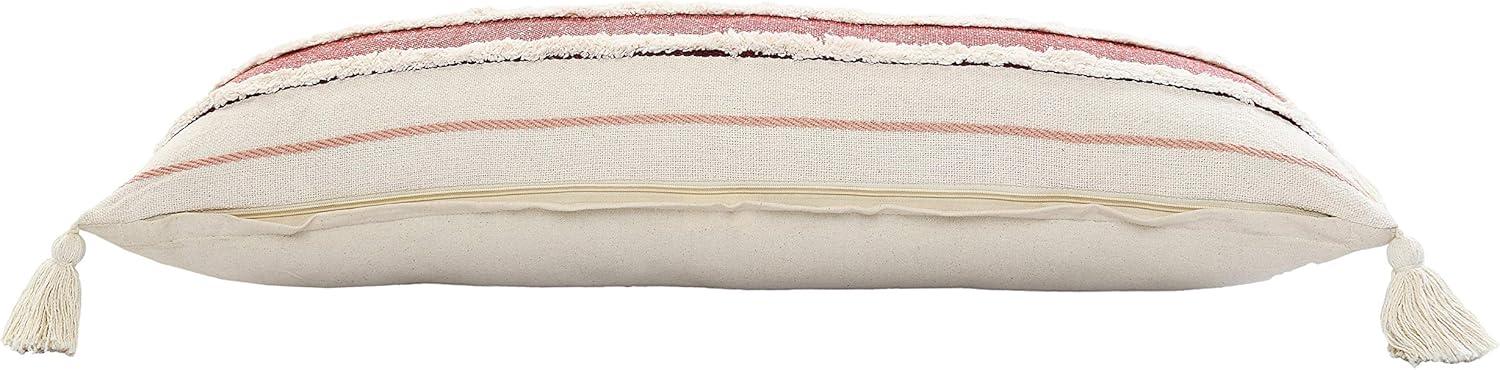 Ox Bay 14" x 36" Hand-stitched White/ Red Stripe Organic Cotton Pillow Cover