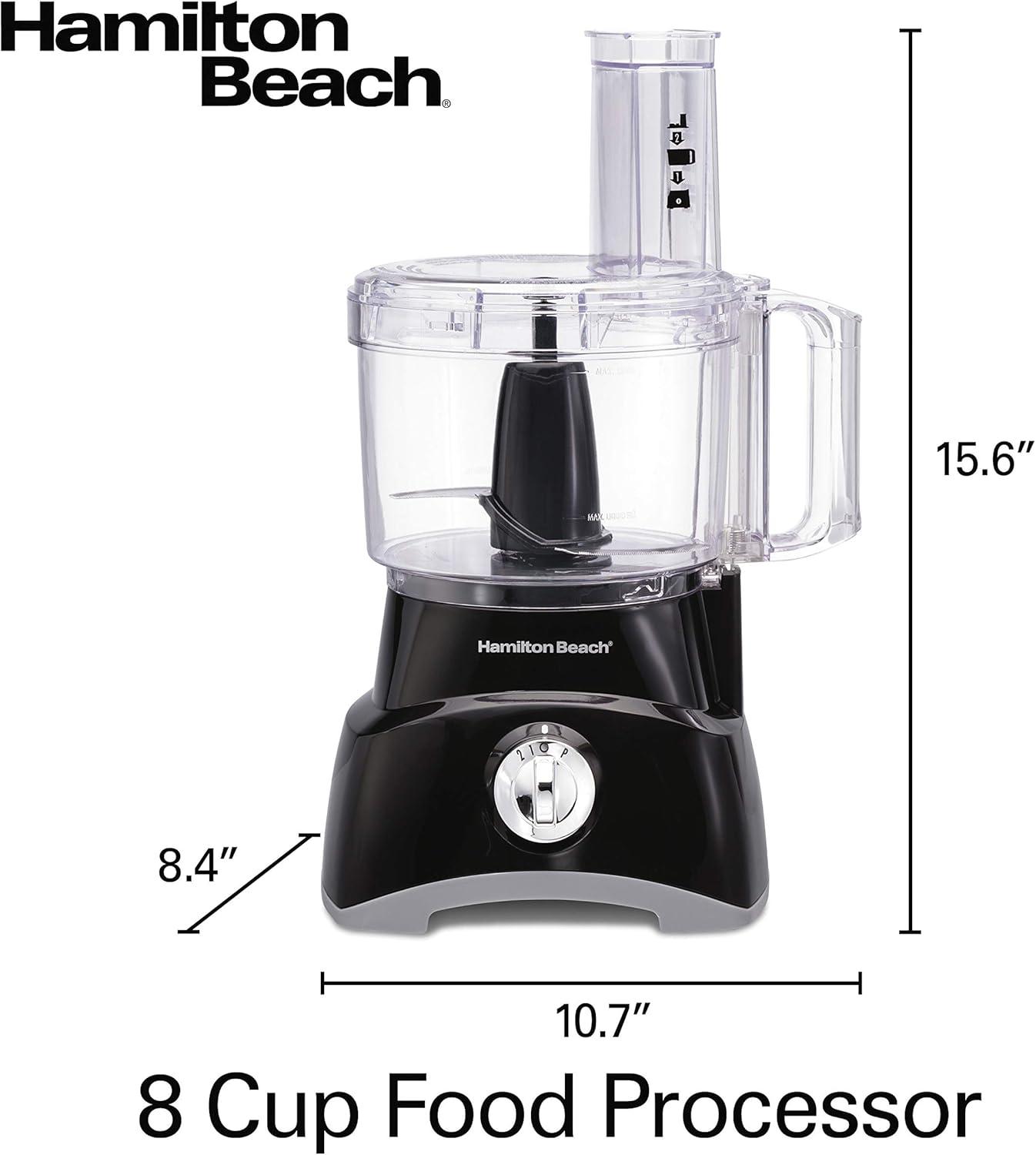 Hamilton Beach 8-Cup Black Food Processor with Stainless Steel Blade