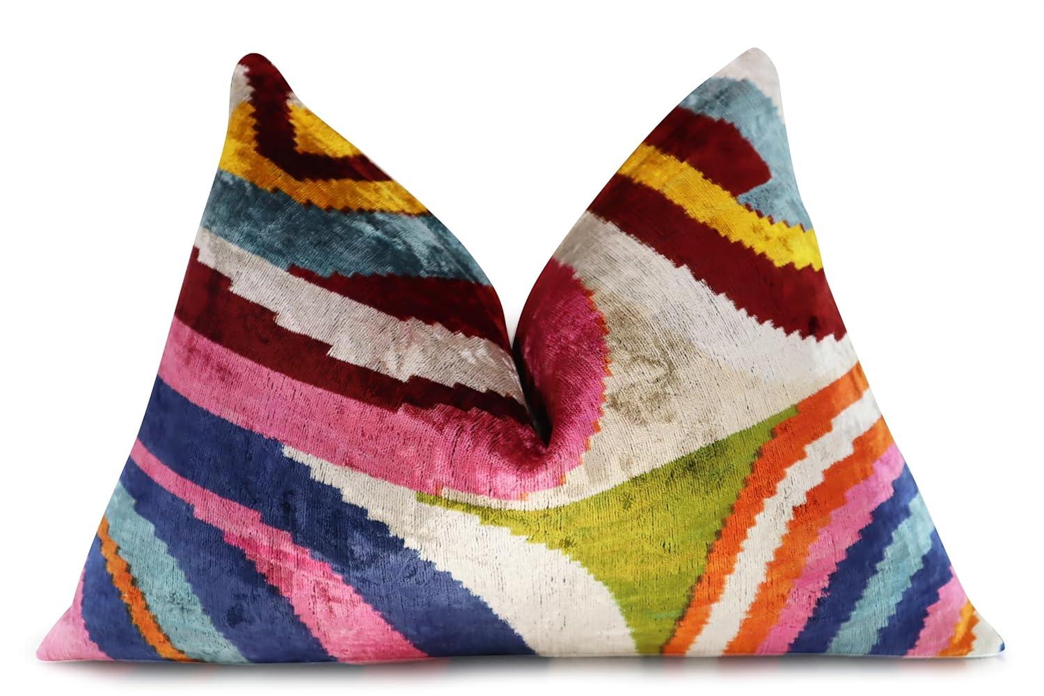 Canvello Geometric Velvet Throw Pillow