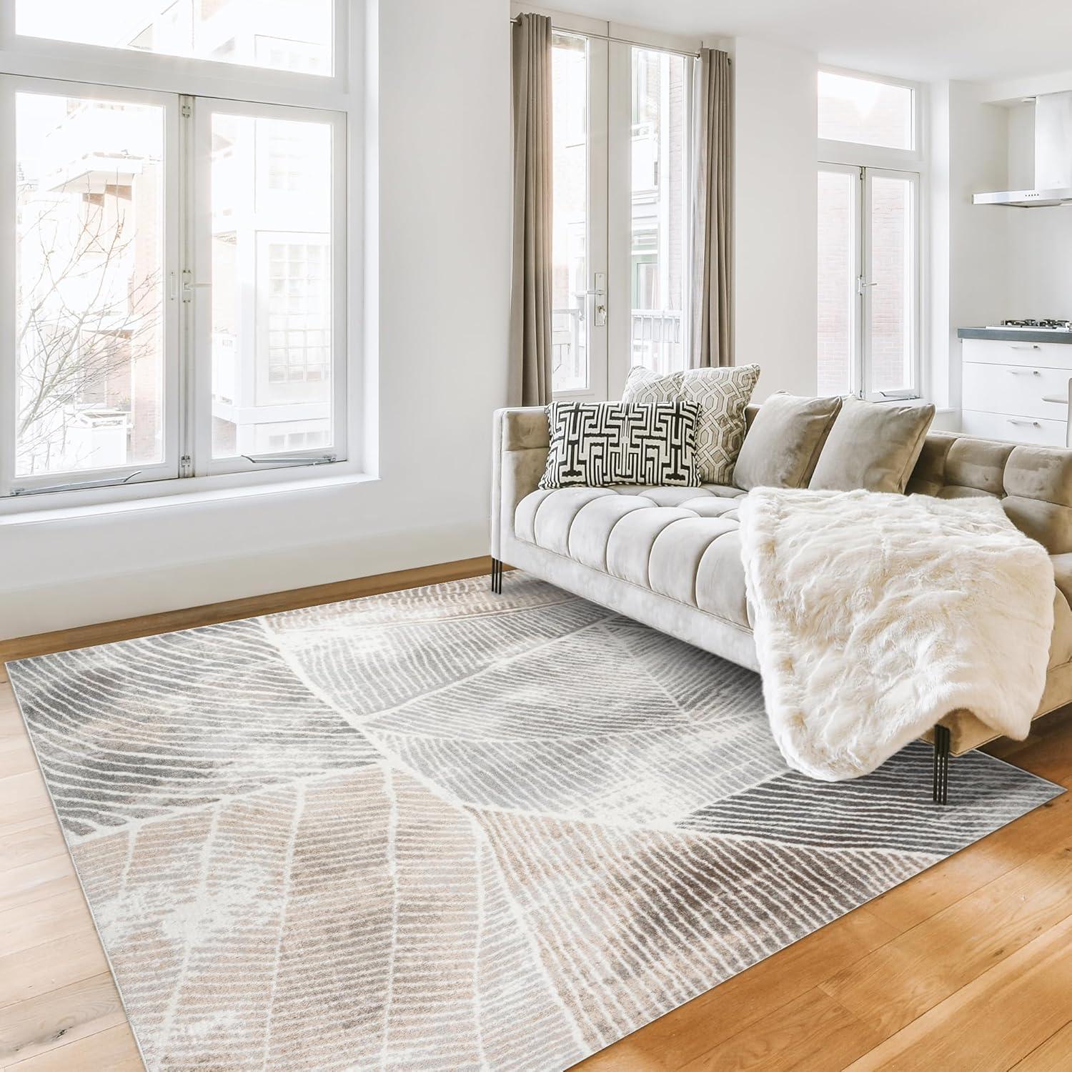 Gertmenian Gertmenian Alor Bisa Modern Abstract Gray/Ivory/Tan Polypropylene Indoor Area Rug