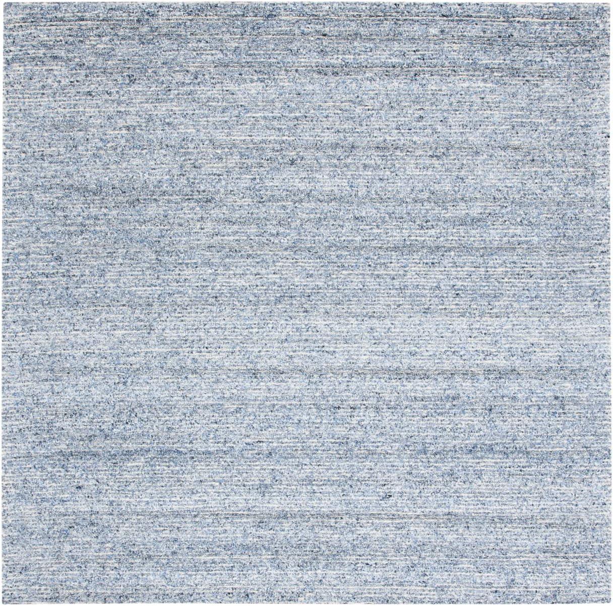 Himalaya 8' Square Blue Wool and Viscose Handmade Rug