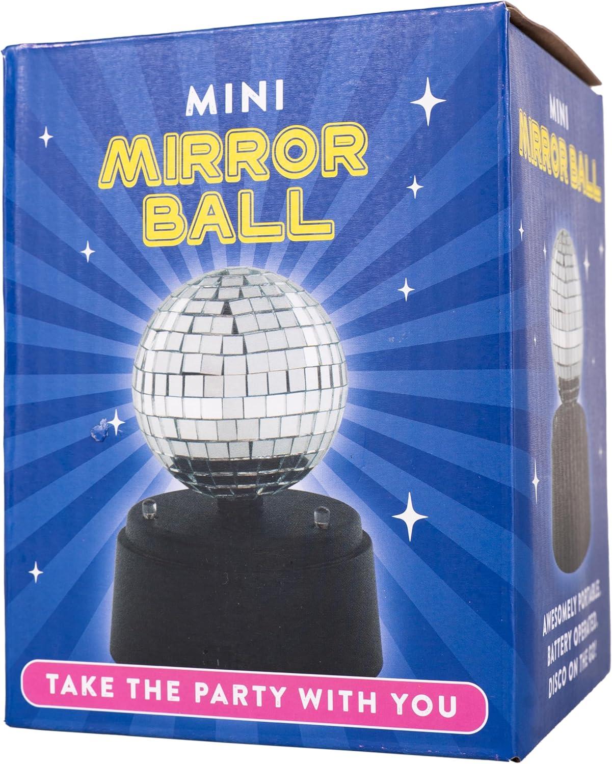 Fizz Creations Mini Mirror Ball, 5-Inch Tall Disco Ball & Stand, Battery Powered Party Light