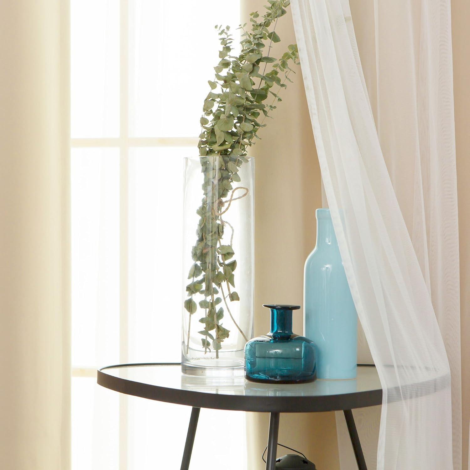 Best Home Fashion uMIXm Mix and Match Tulle Sheer Lace & Solid Blackout 4 Piece Curtain Set â€“ Stainless Steel Nickel Grommet Top (52" W x 96" L â€“ Each Panel, Beige)