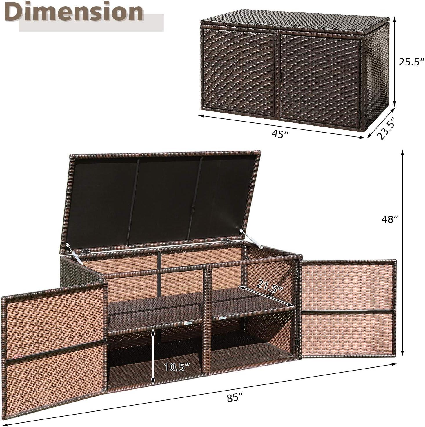 Brown Wicker and Steel 88 Gallon Deck Storage Box