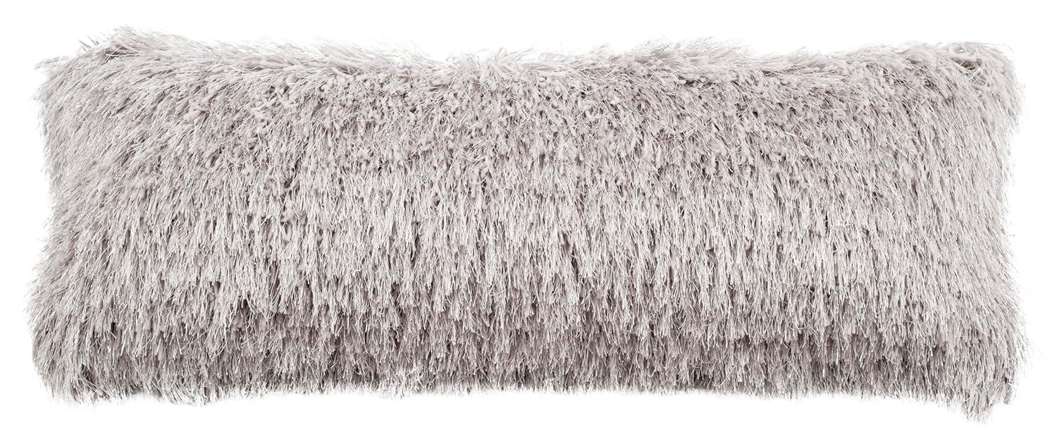 Shag Modish Metallic Pillow - Metallic Silver - 14"X24" - Safavieh