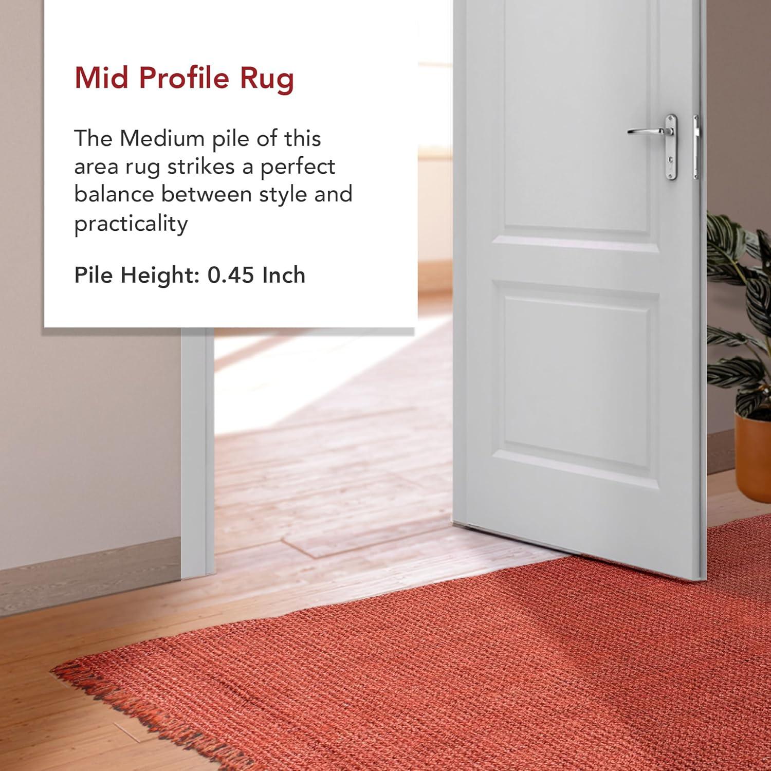 Nuloom 6x9 Daniela Jute Tassel Hand Woven Indoor Area Rug, Brick, Solid Chunky Farmhouse Design, Natural Fiber BedroomLiving Room