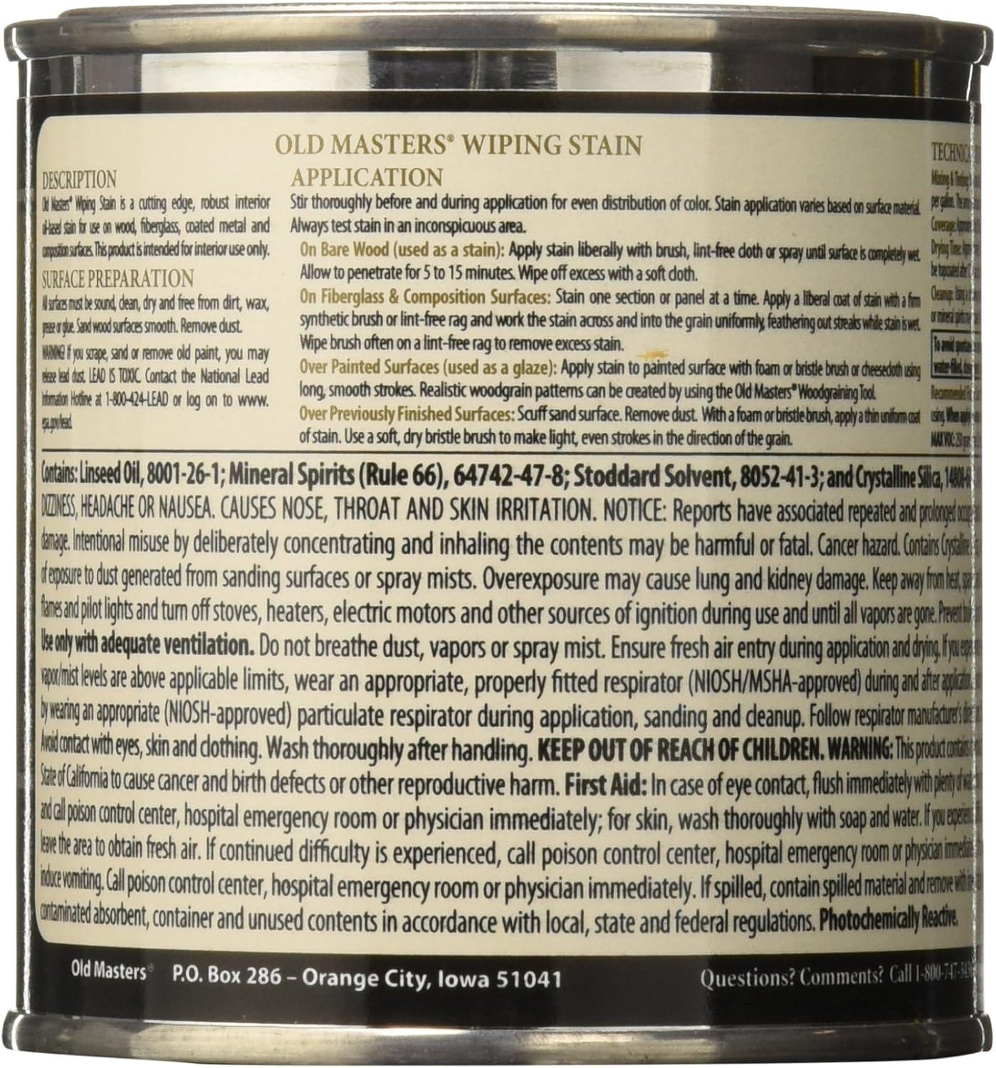 1/2 pt Old Masters 12316 Fruitwood Old Masters Oil-Based Wiping Stain