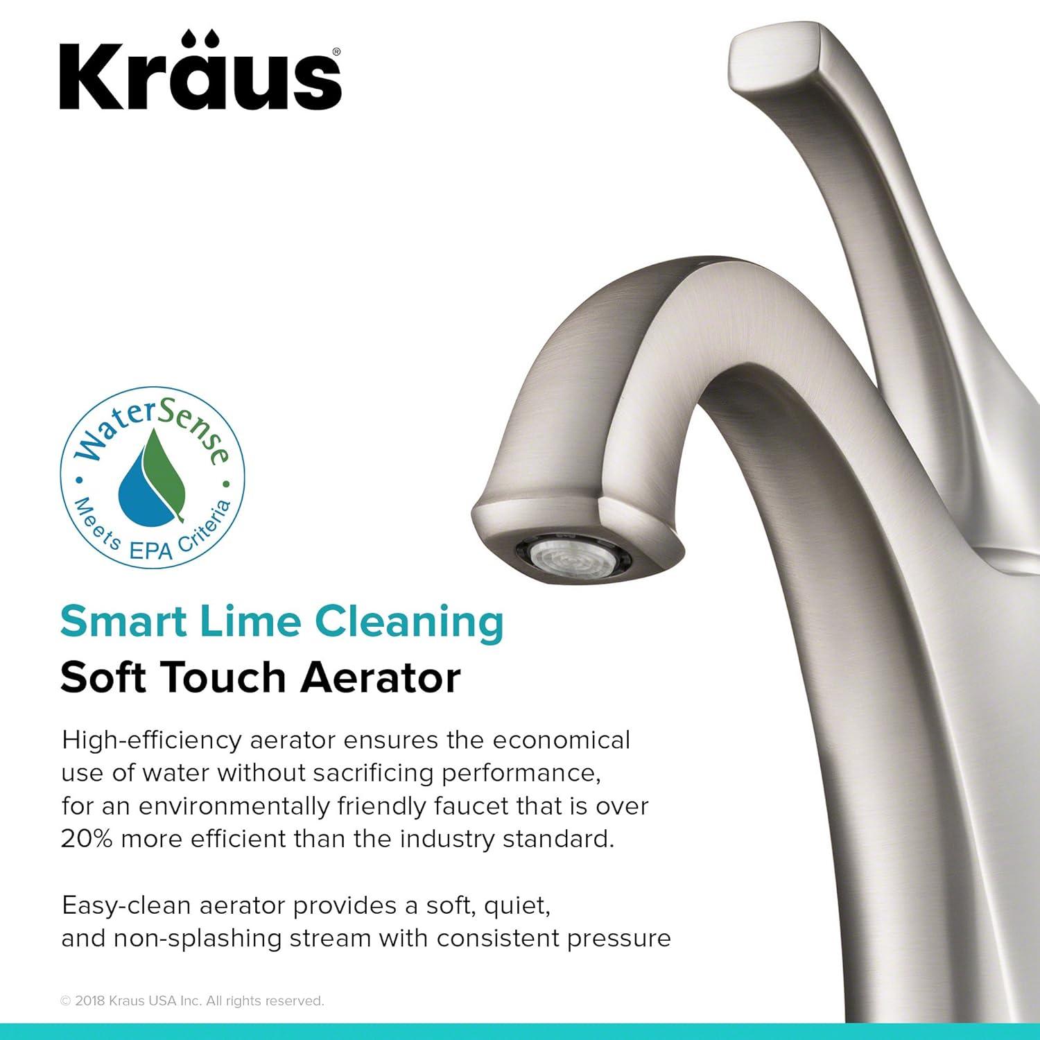 Kraus Arlo Single Hole 1-Handle WaterSense Bathroom Sink Faucet with Drain and Deck Plate