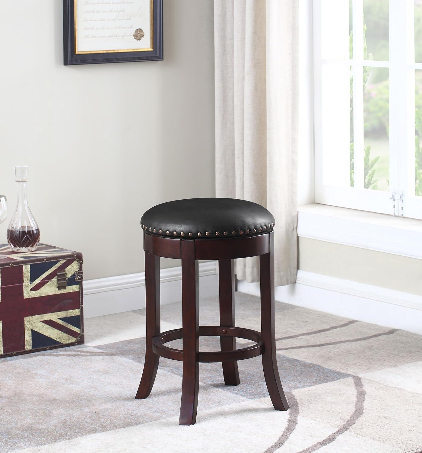 Coaster Upholstered Faux Leather Swivel Counter Height Stool in Brown