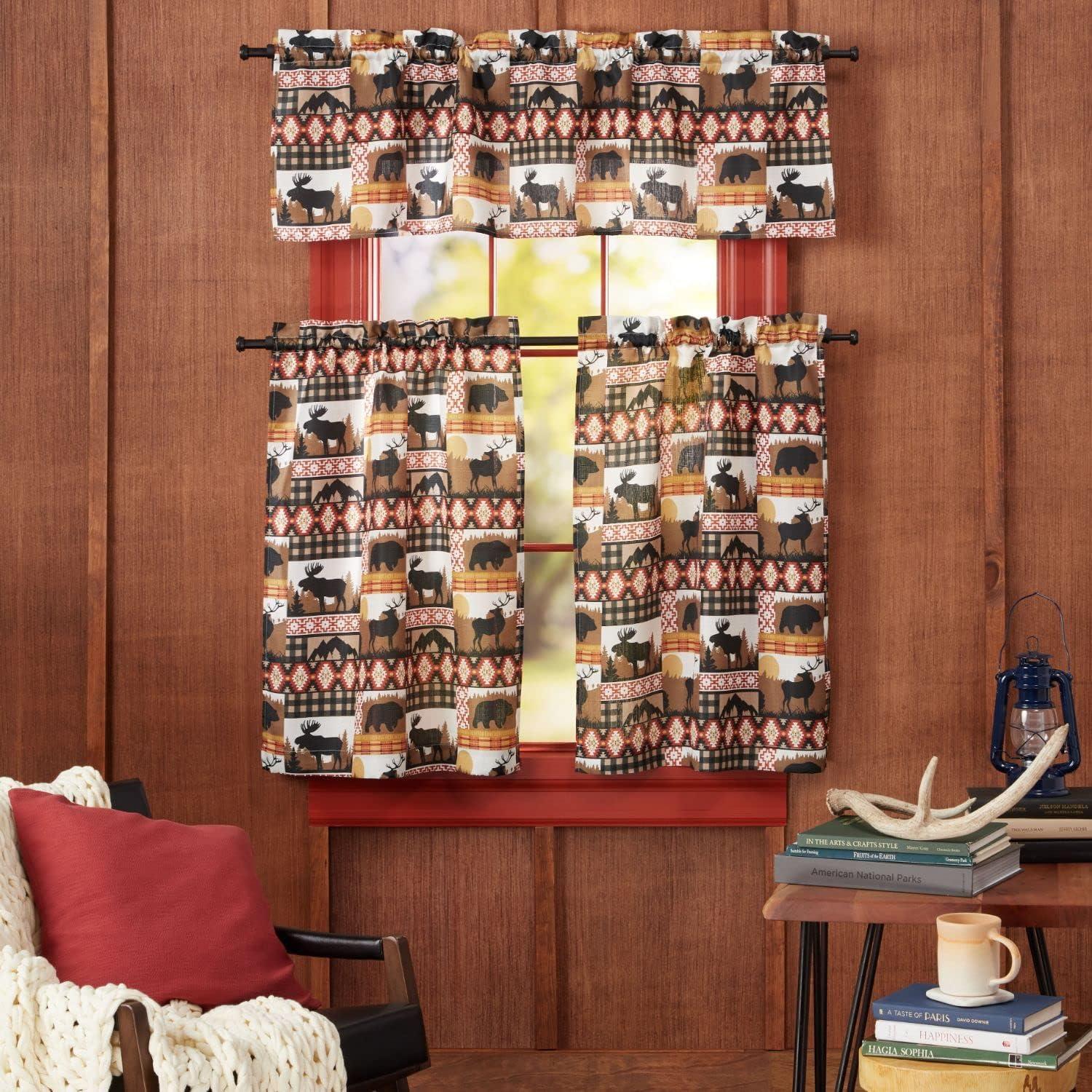 Amalgamated Textiles Polyester Semi Sheer Curtain Pair (Set of 3)