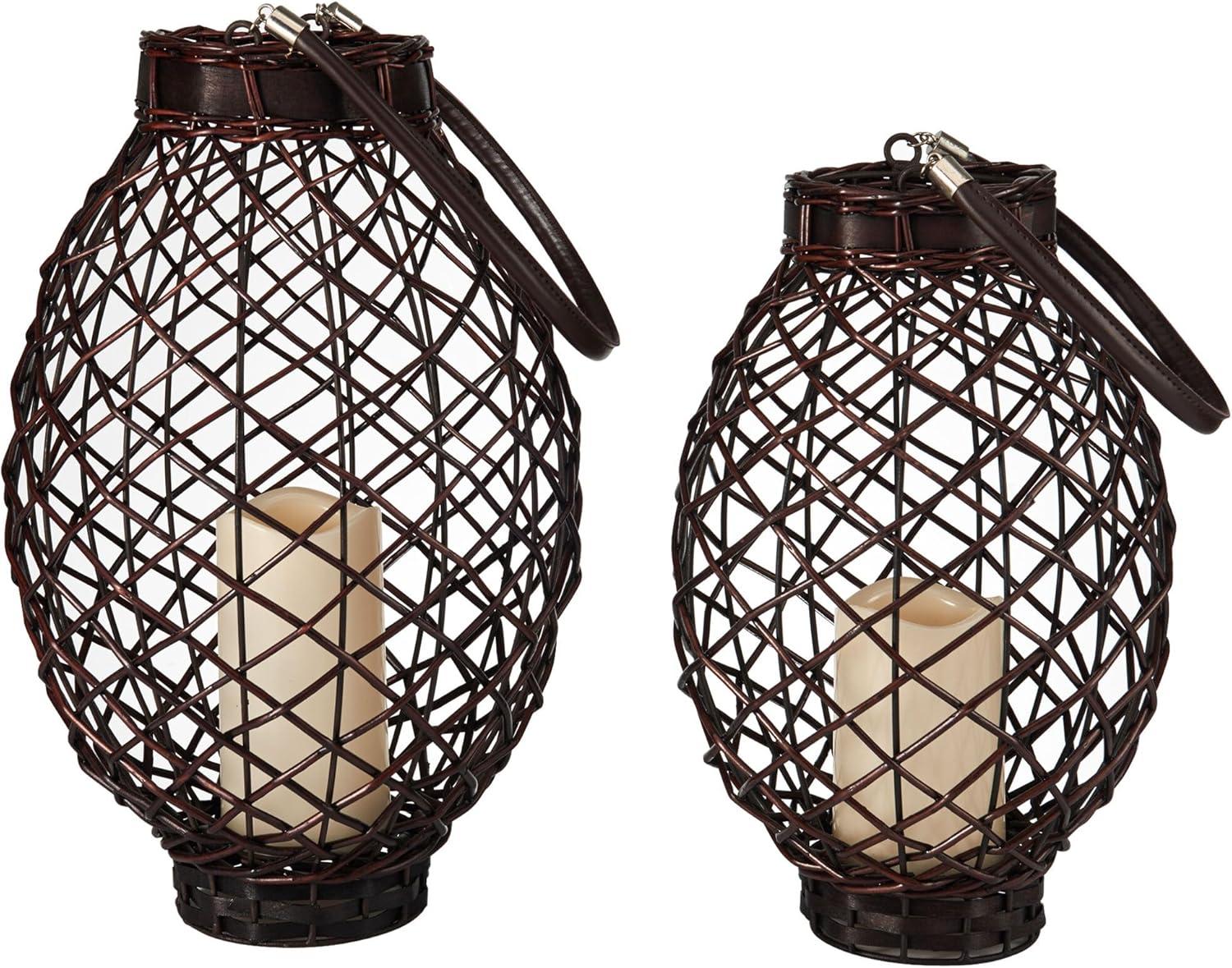 Wicker Tabletop Lantern with Candle Included