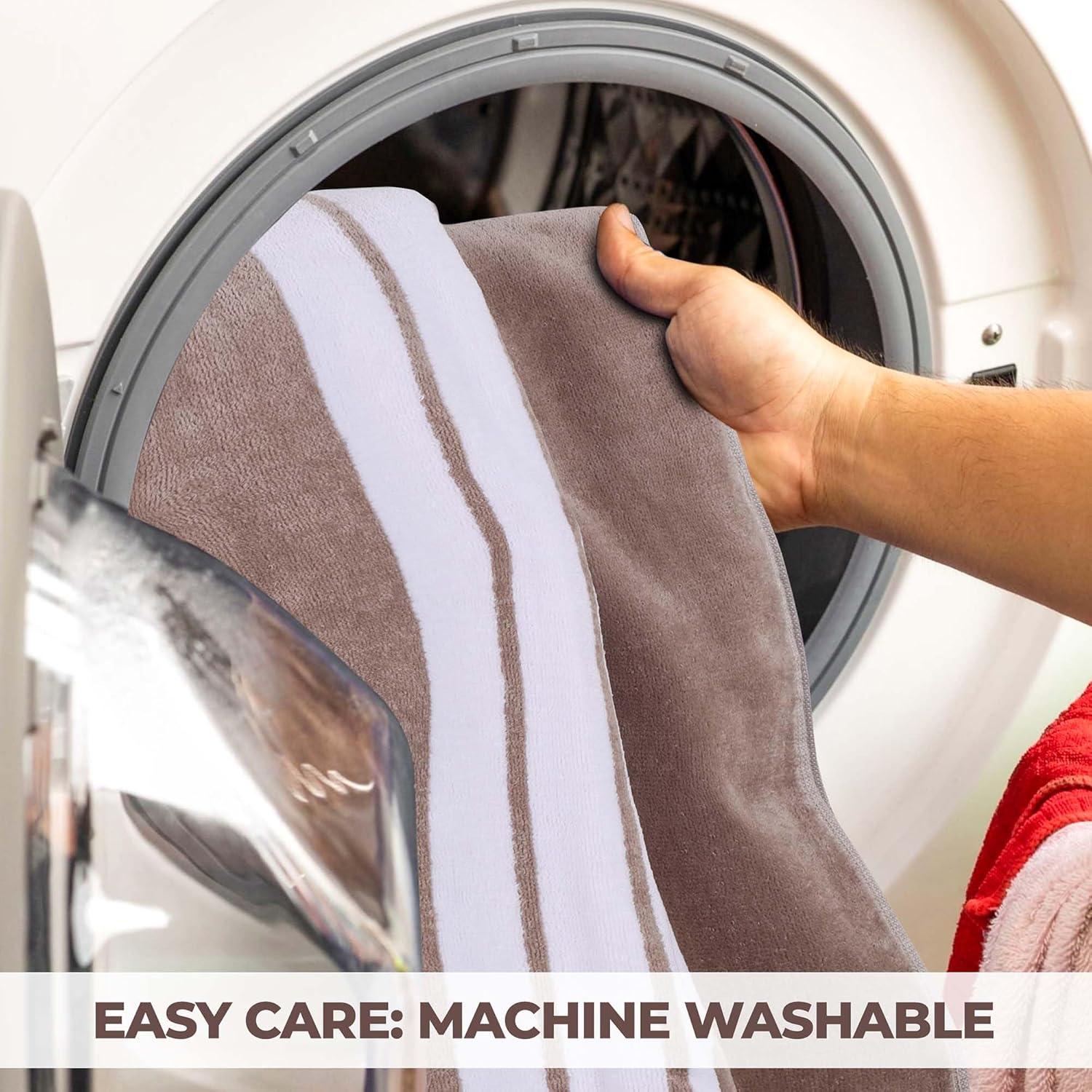 Superior Cotton Striped Oversized Beach Towel, 34" x 64", Taupe