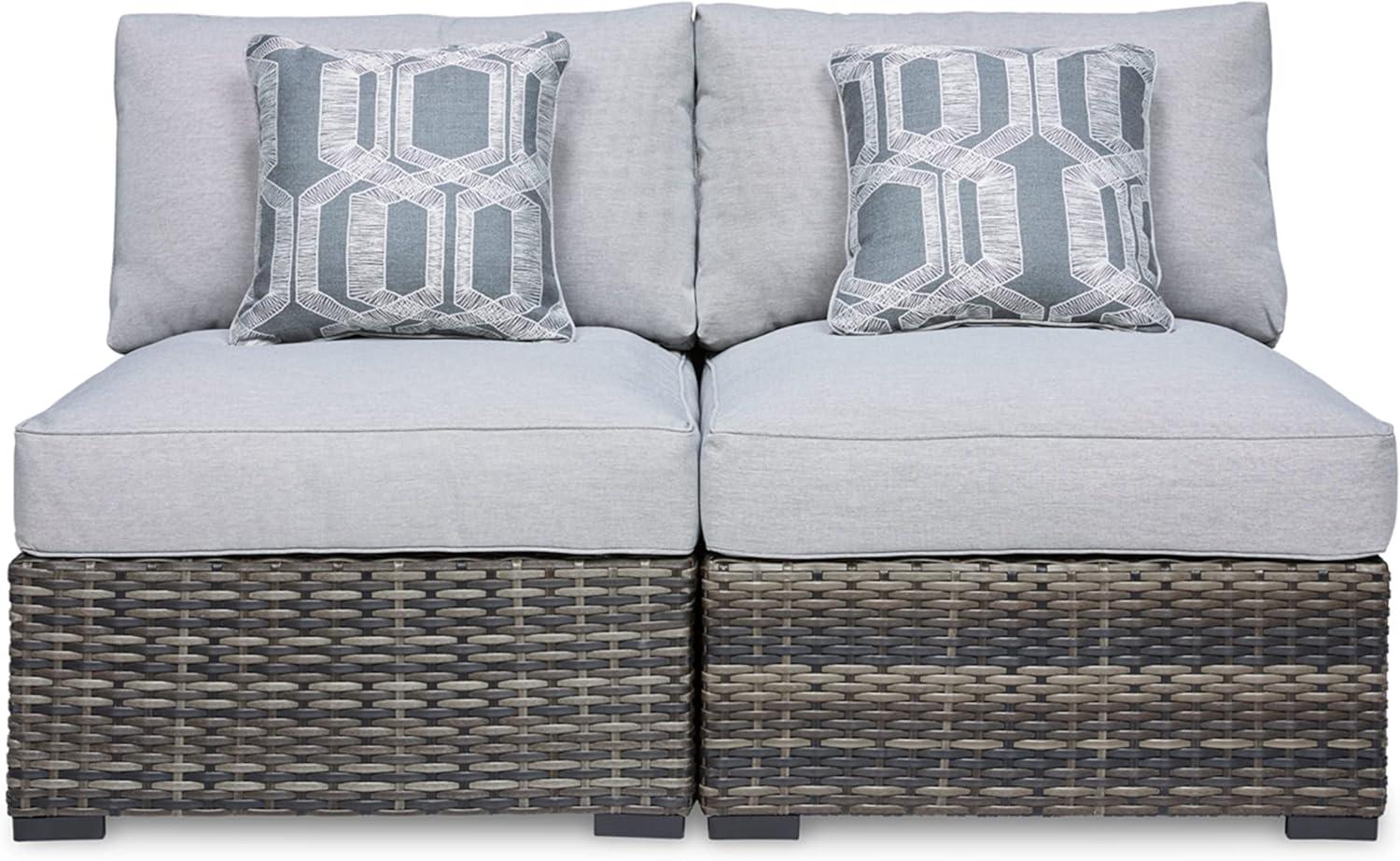 Ashley Harbor Casual Gray Woven Outdoor Armless Chair Set