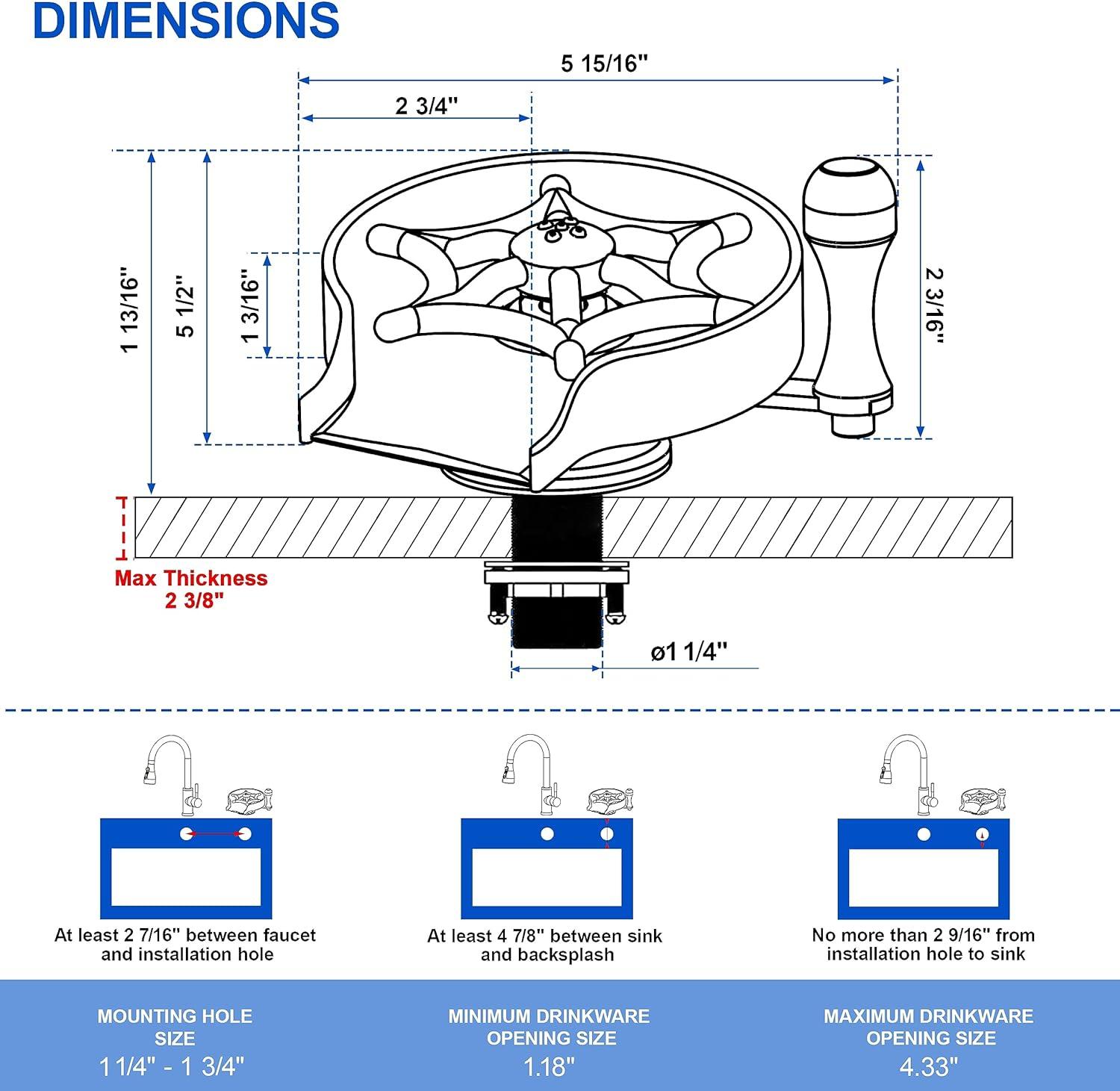 Brushed Nickel Kitchen Sink Glass Rinser with Zinc Alloy Tray