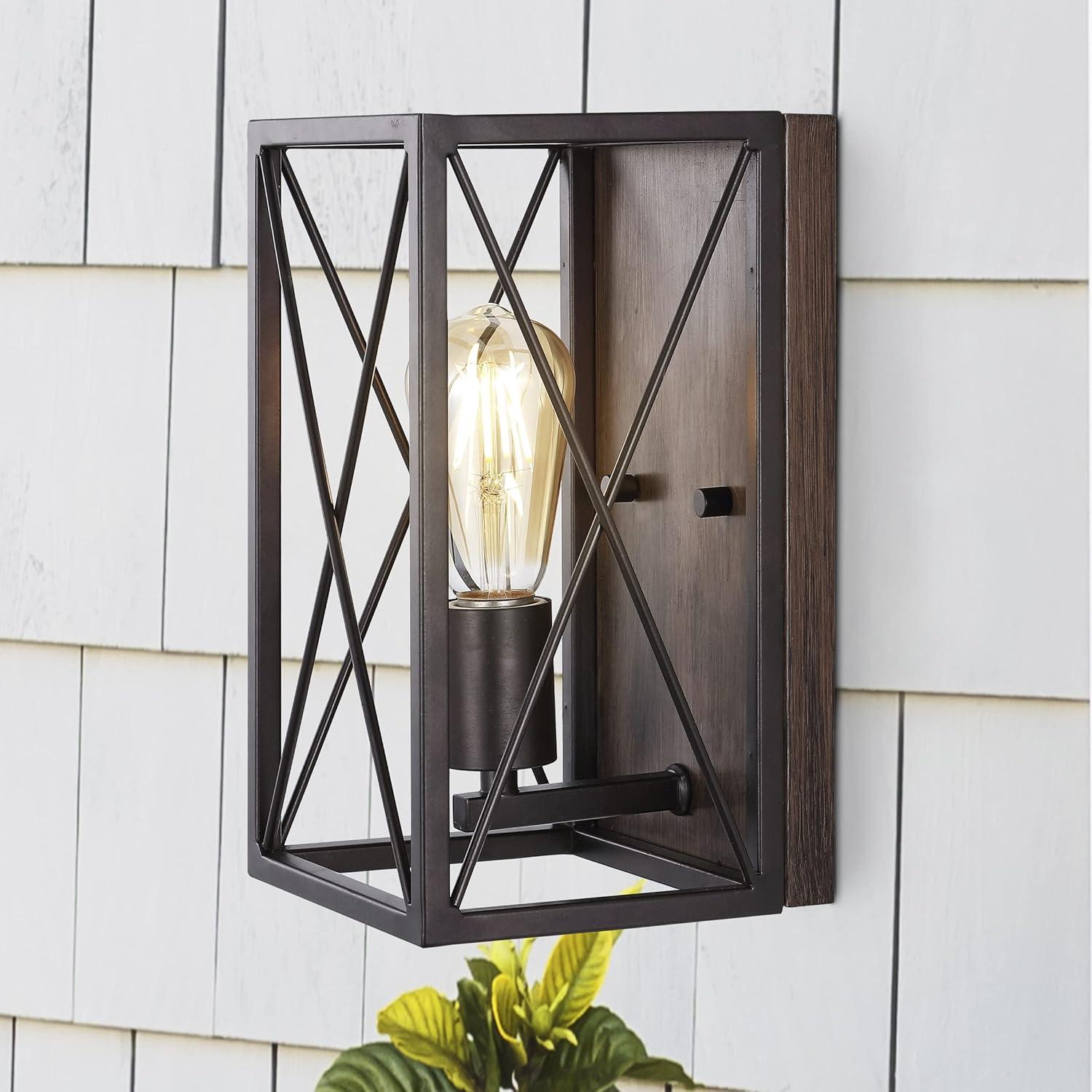 JONATHAN Y Norris X-Frame 1-Light Farmhouse Rustic Iron LED Sconce