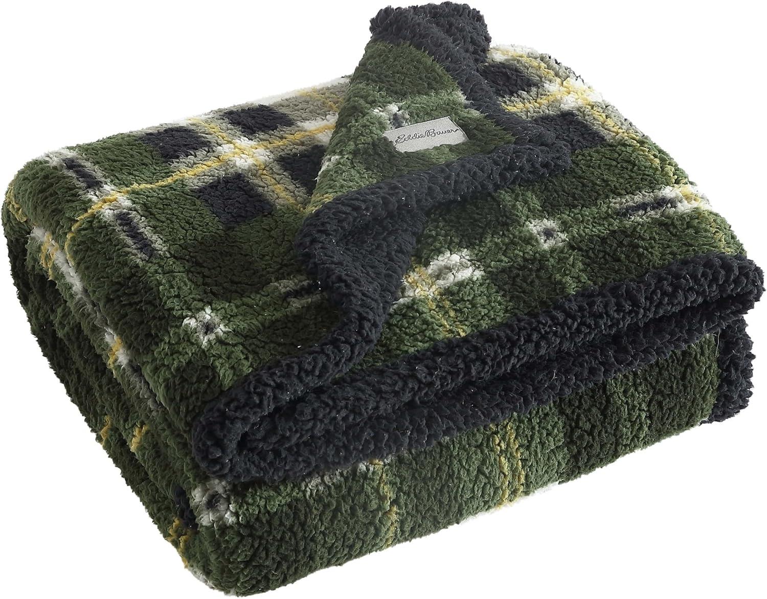 Eddie Bauer Printed Sherpa Reversible Throw Blankets