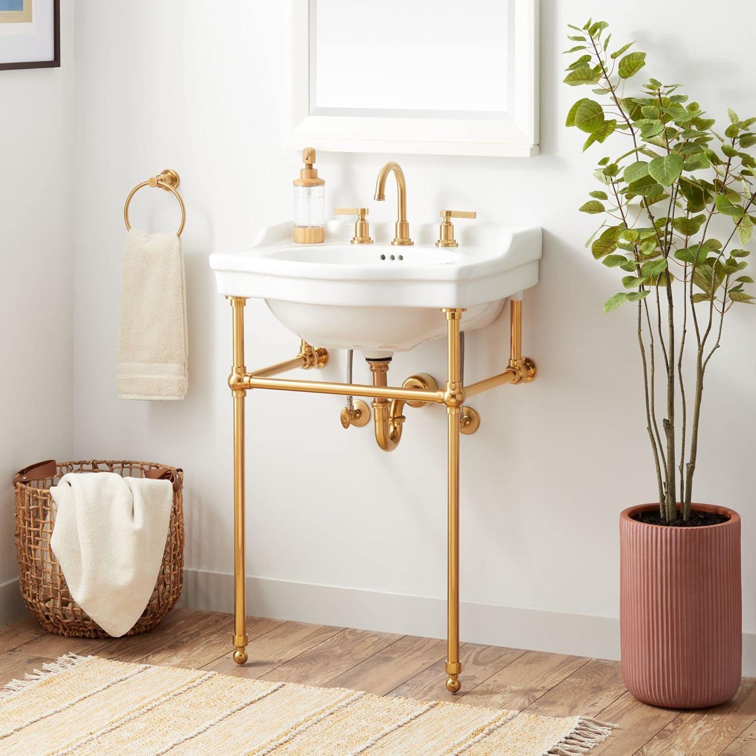 24" Cierra 31" Tall Porcelain Rectangular Console Bathroom Sink with Overflow