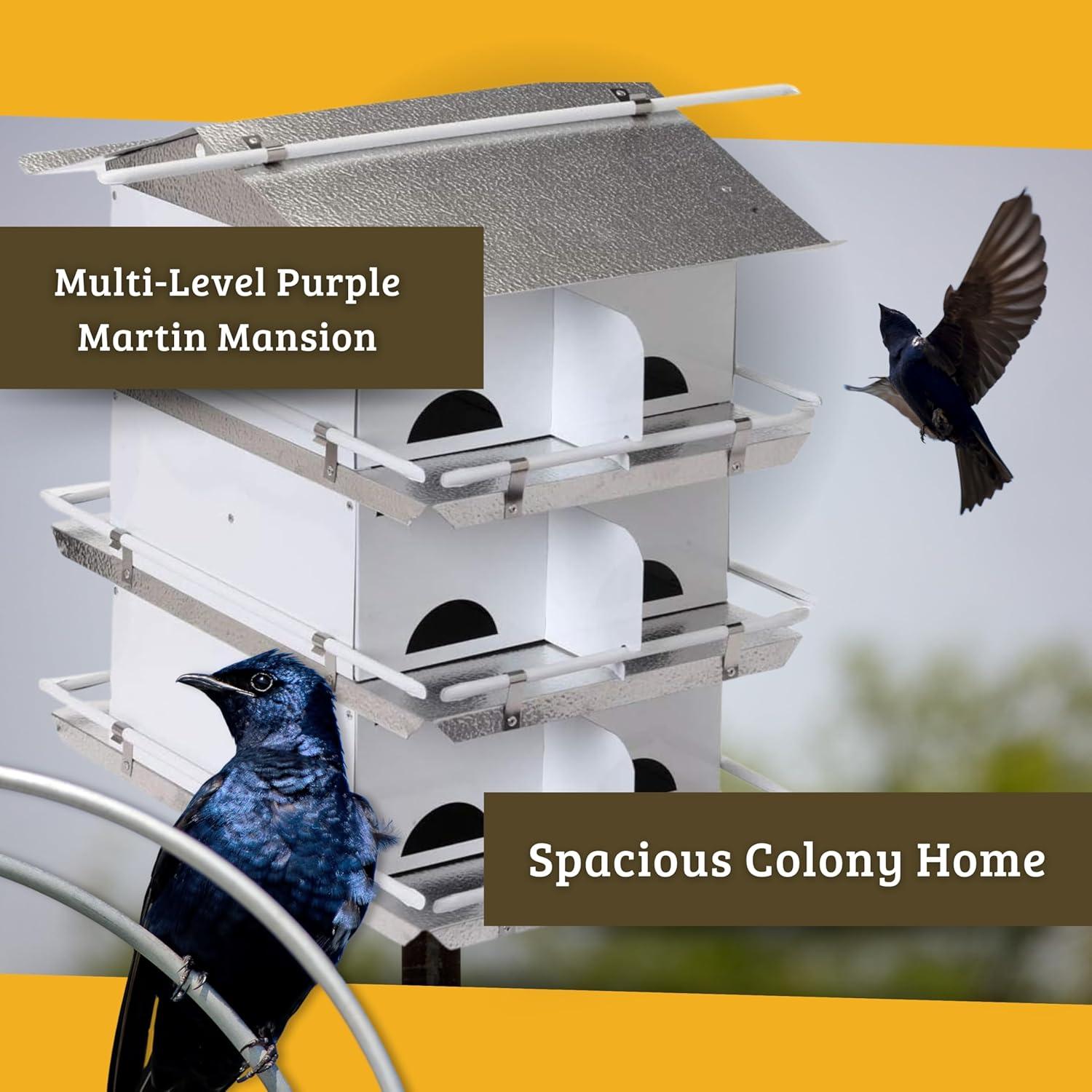 Birds Choice Birds Choice Medium 3-Level, 12-Room Purple Martin Bird House with Starling-Resistant Entrances, White/Grey