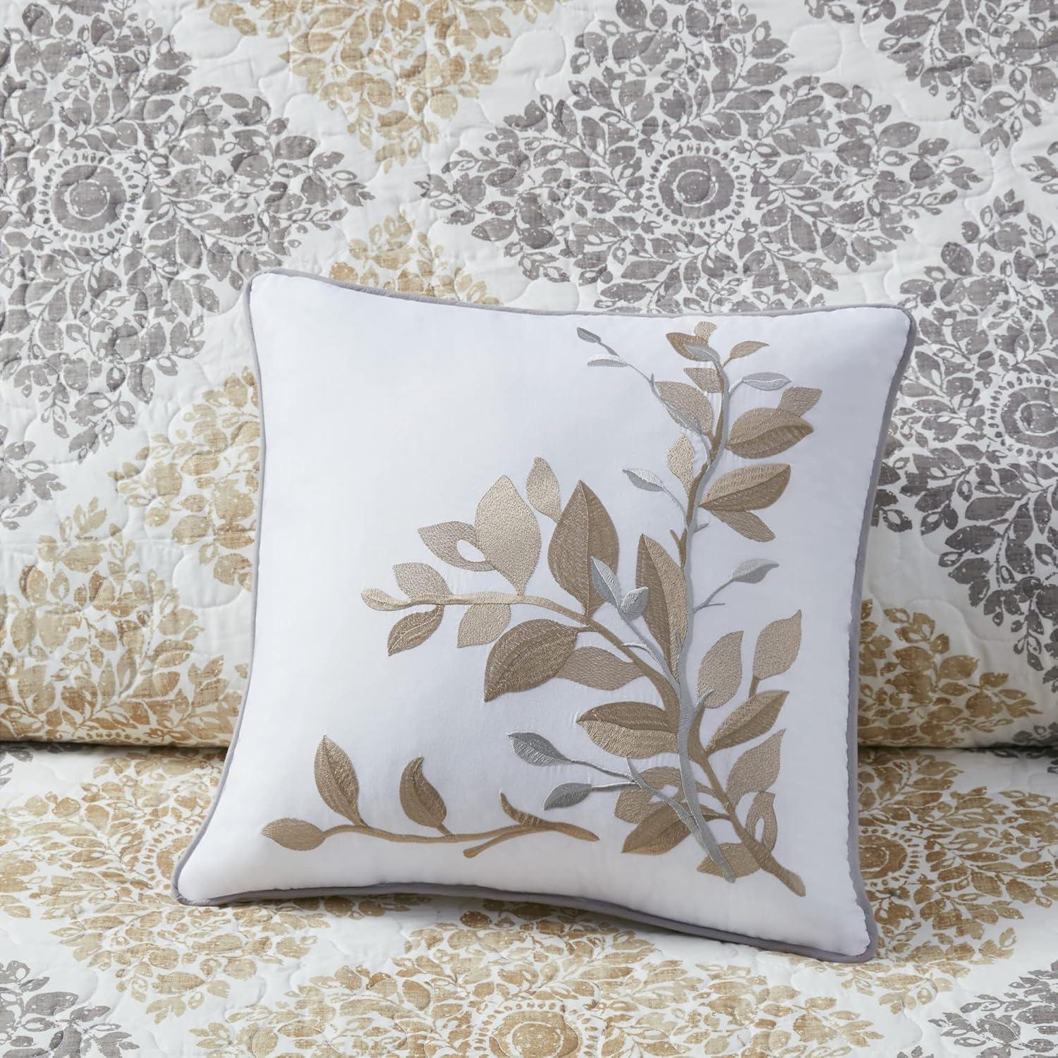Madison Park Claire Quilt Modern Design - All Season, Breathable Coverlet Lightweight Bedding Set, Matching Shams, Decorative Pillow, King/Cal King (104 in x 92 in), Diamond Neutral 6 Piece