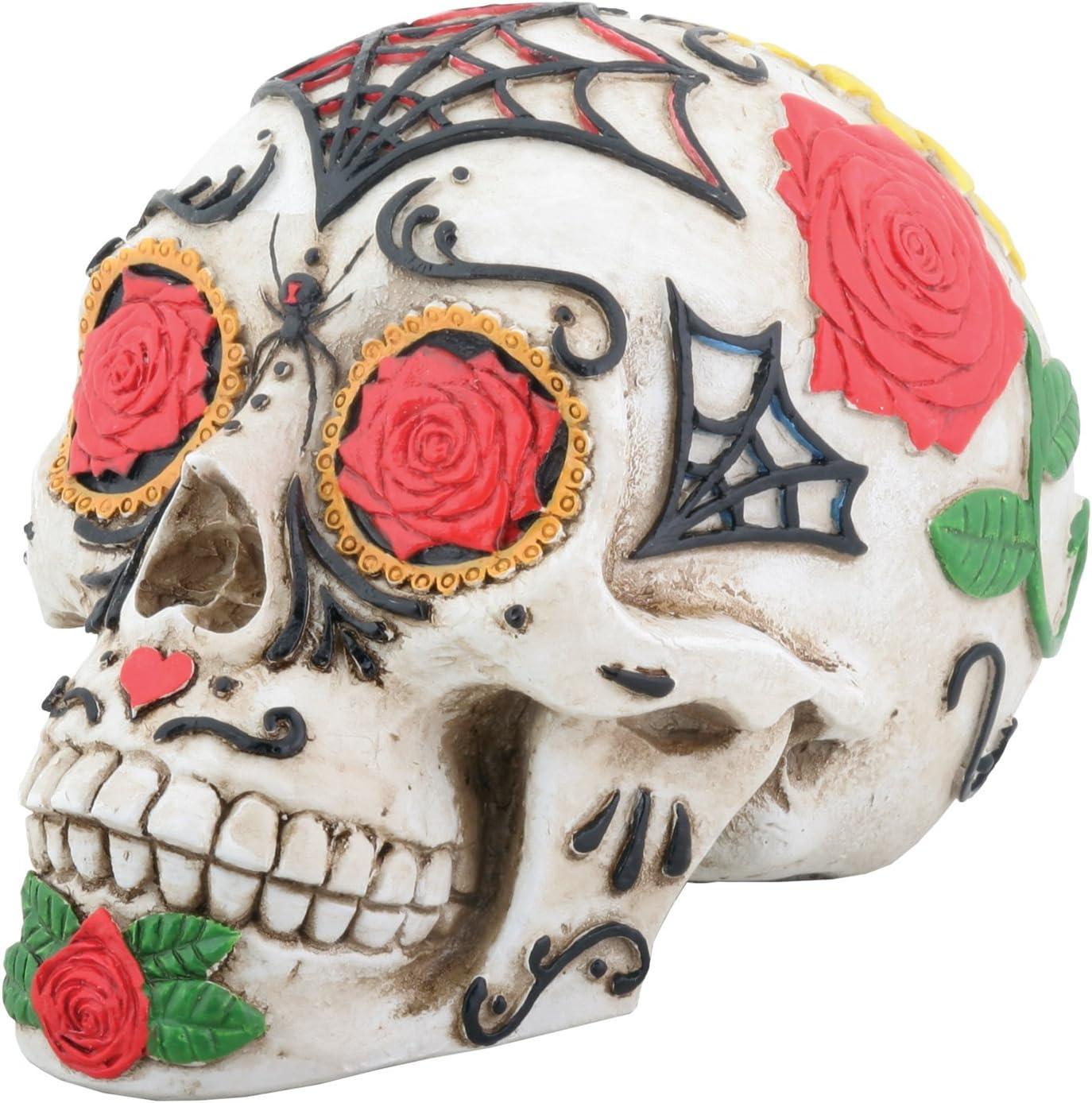 Day of the Dead Resin Sugar Skull with Floral Accents