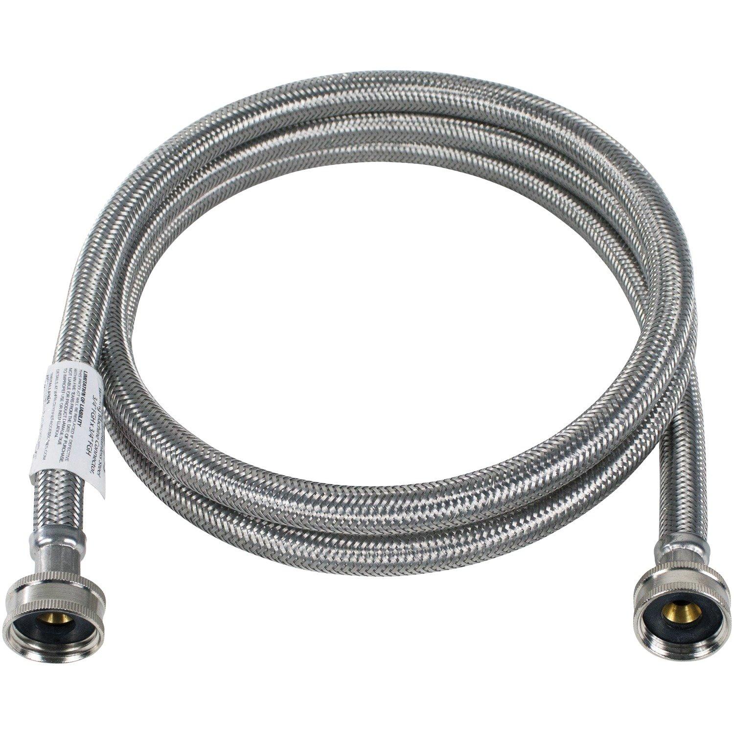Supco ?" X 6' Stainless Steel Inlet Hose for Washers, 3806FFSS