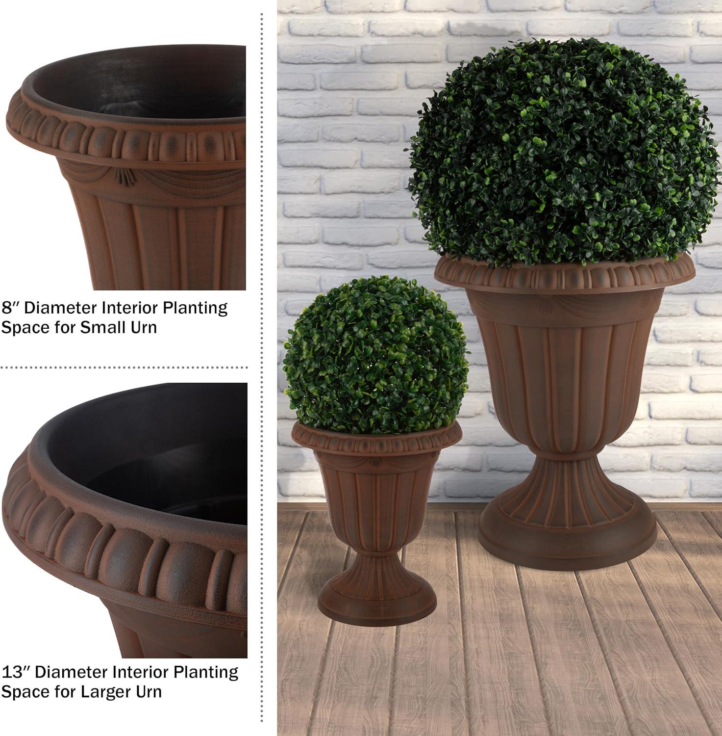 Pure Garden 2pc Outdoor Urn Planters 10"x12" & 16"x18"