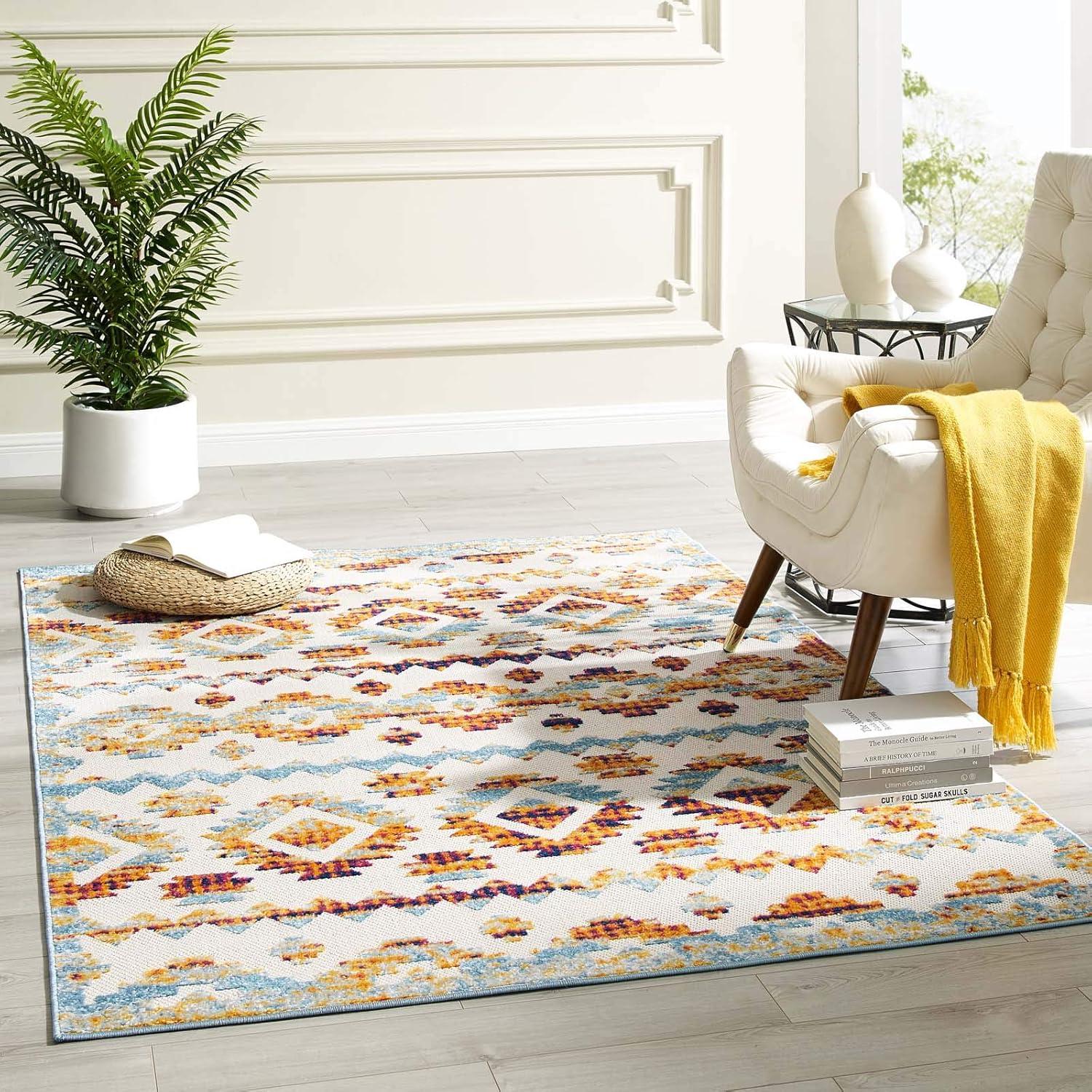 Takara Diamond Trellis 5'x8' Multicolor Indoor/Outdoor Rug