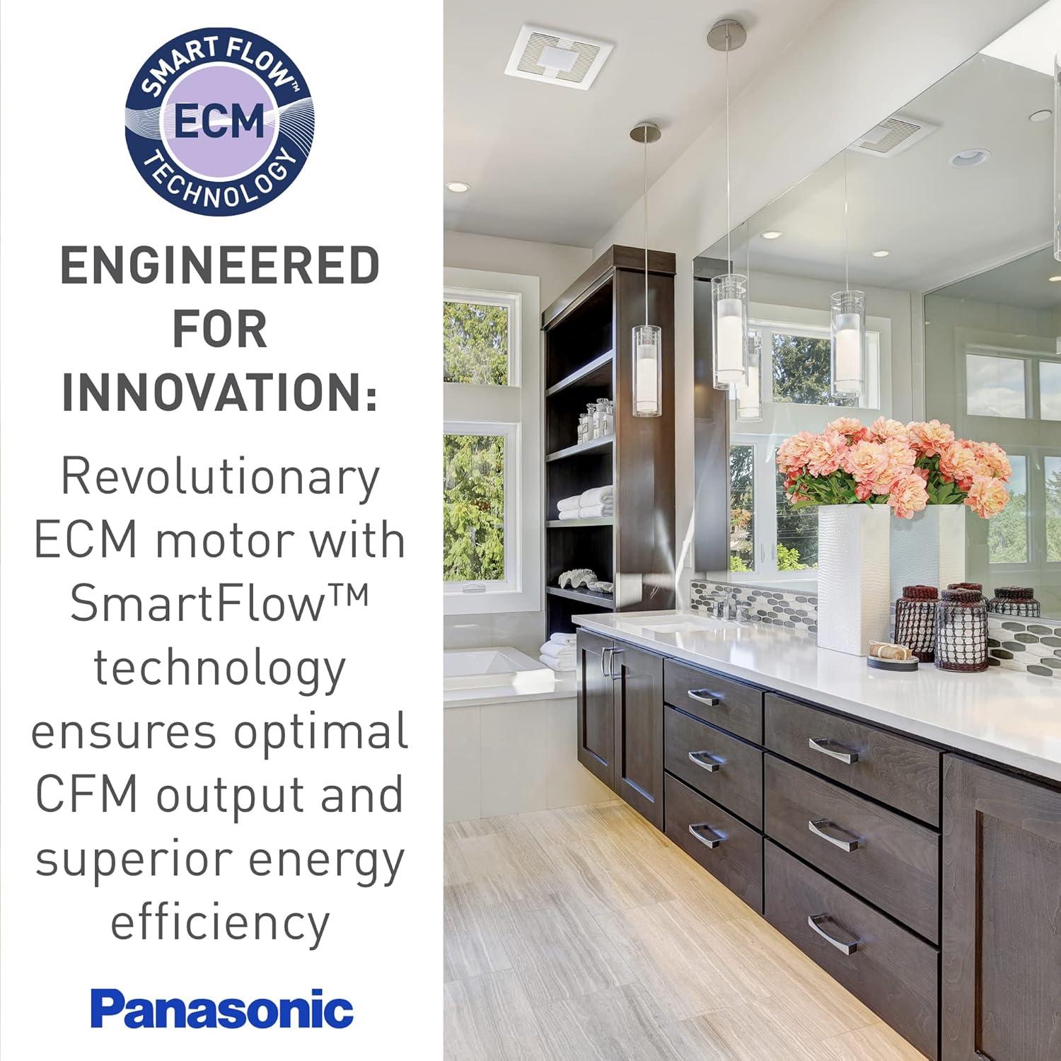 Panasonic WhisperValue Ceiling/Wall Mount Bathroom Exhaust Fan, 50-80-100 CFM, FV-0510VS1