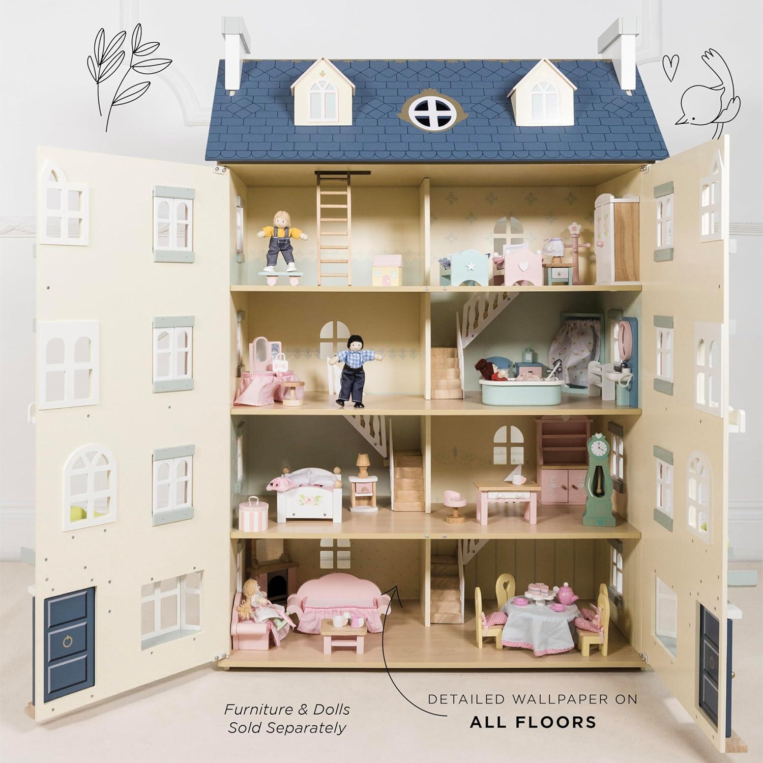 Le Toy Van - Palace House Large Wooden Doll House | Great As a Gift | 5 Storey Wooden Dolls House Play Set - Suitable for Ages 3+