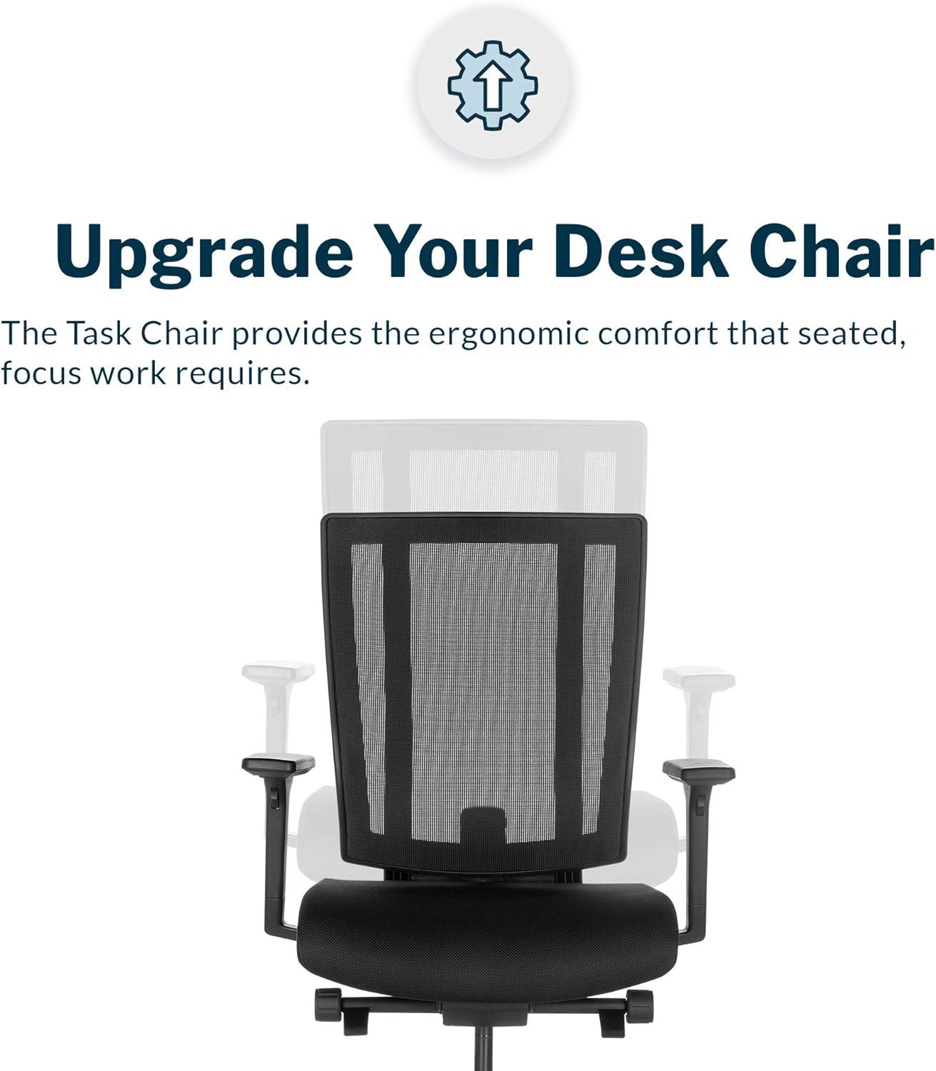 Vari Task Chair- Varidesk Comfortable Ergonomic Office Chair with Mesh, Armrests and Rolling Casters - Easy Assembly, 300lb Capacity - Lumbar and Back Support - Home Office Chair- Black