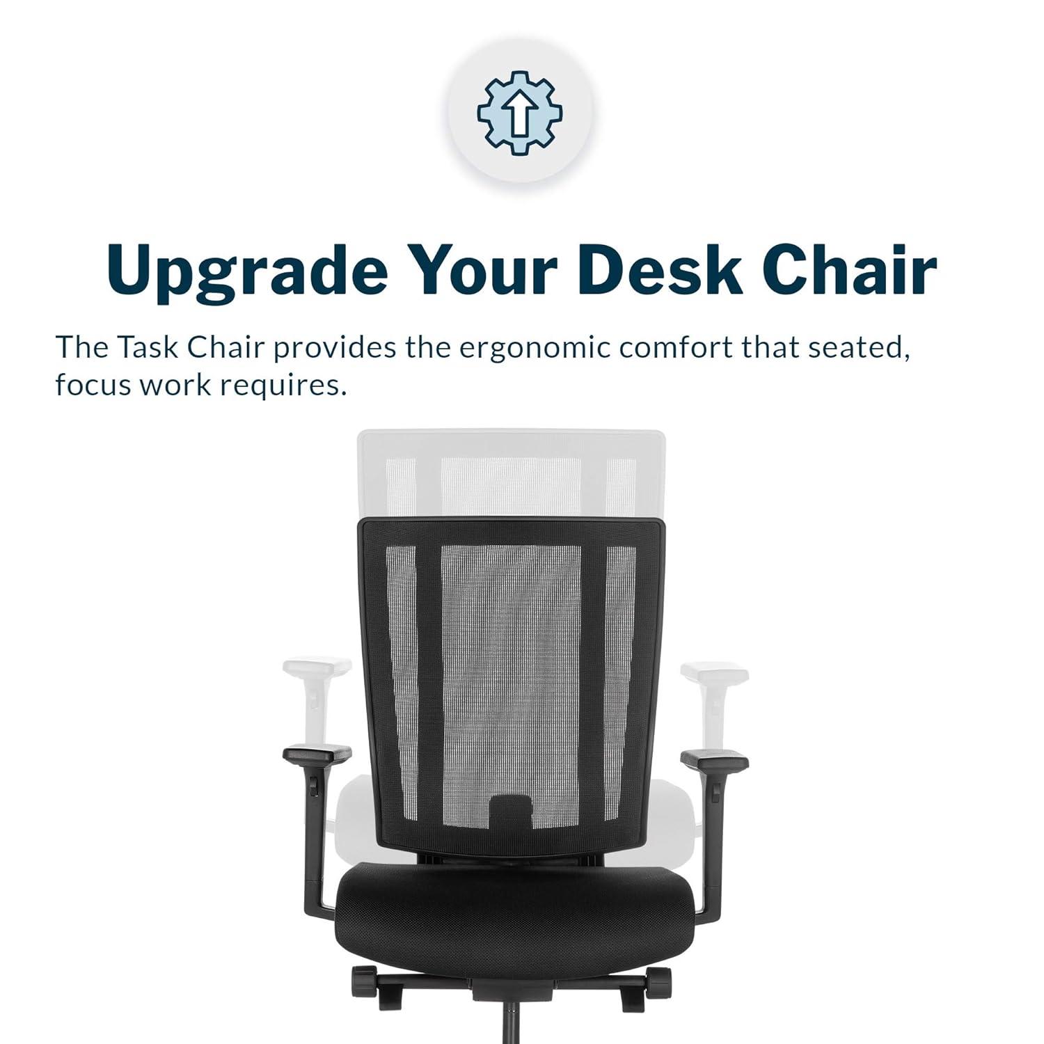 Vari Task Chair- Varidesk Comfortable Ergonomic Office Chair with Mesh, Armrests and Rolling Casters - Easy Assembly, 300lb Capacity - Lumbar and Back Support - Home Office Chair- Black