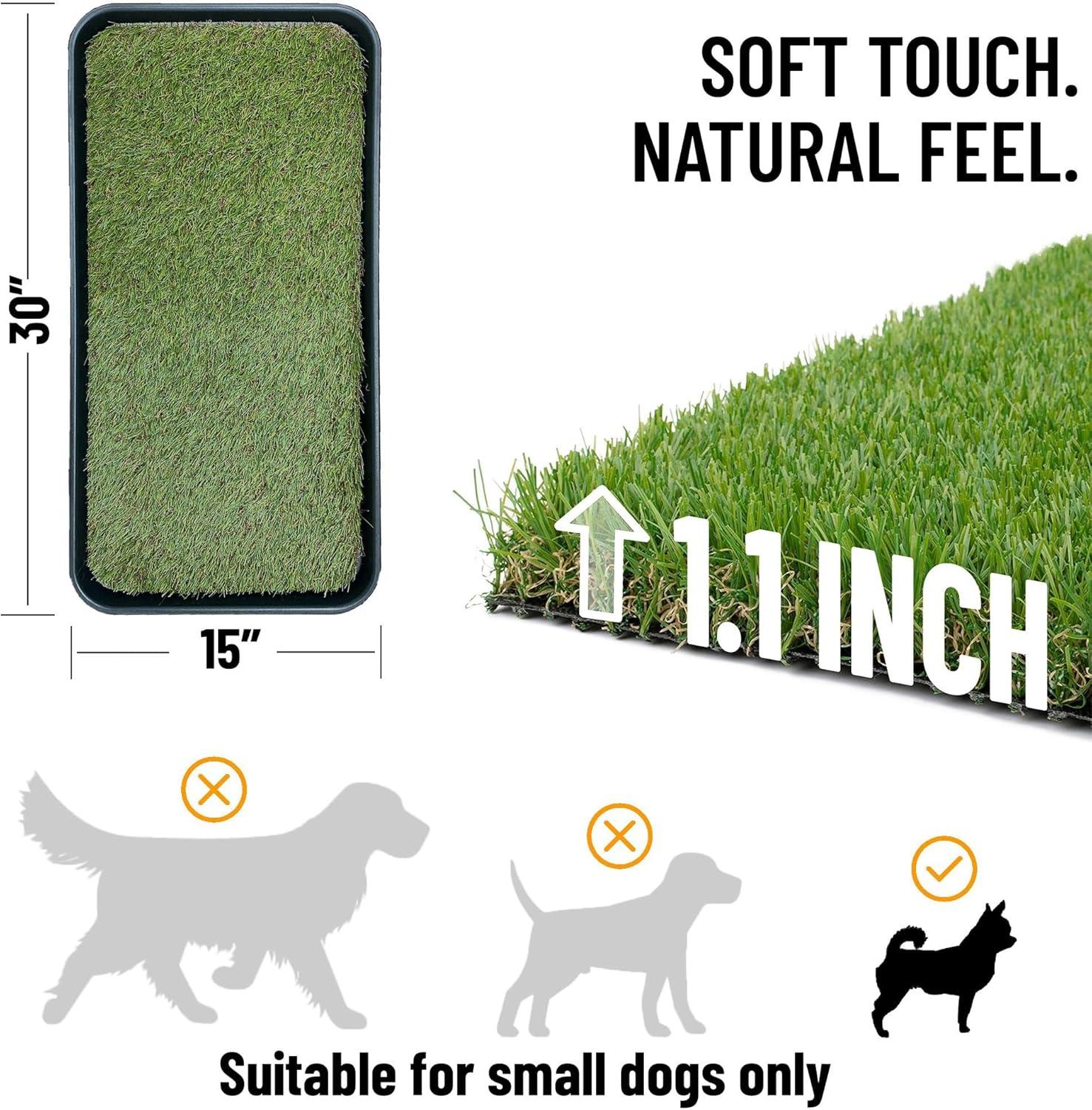 Ottomanson Pet Training Non-Slip Indoor/Outdoor Tray with Reusable Grass Pad