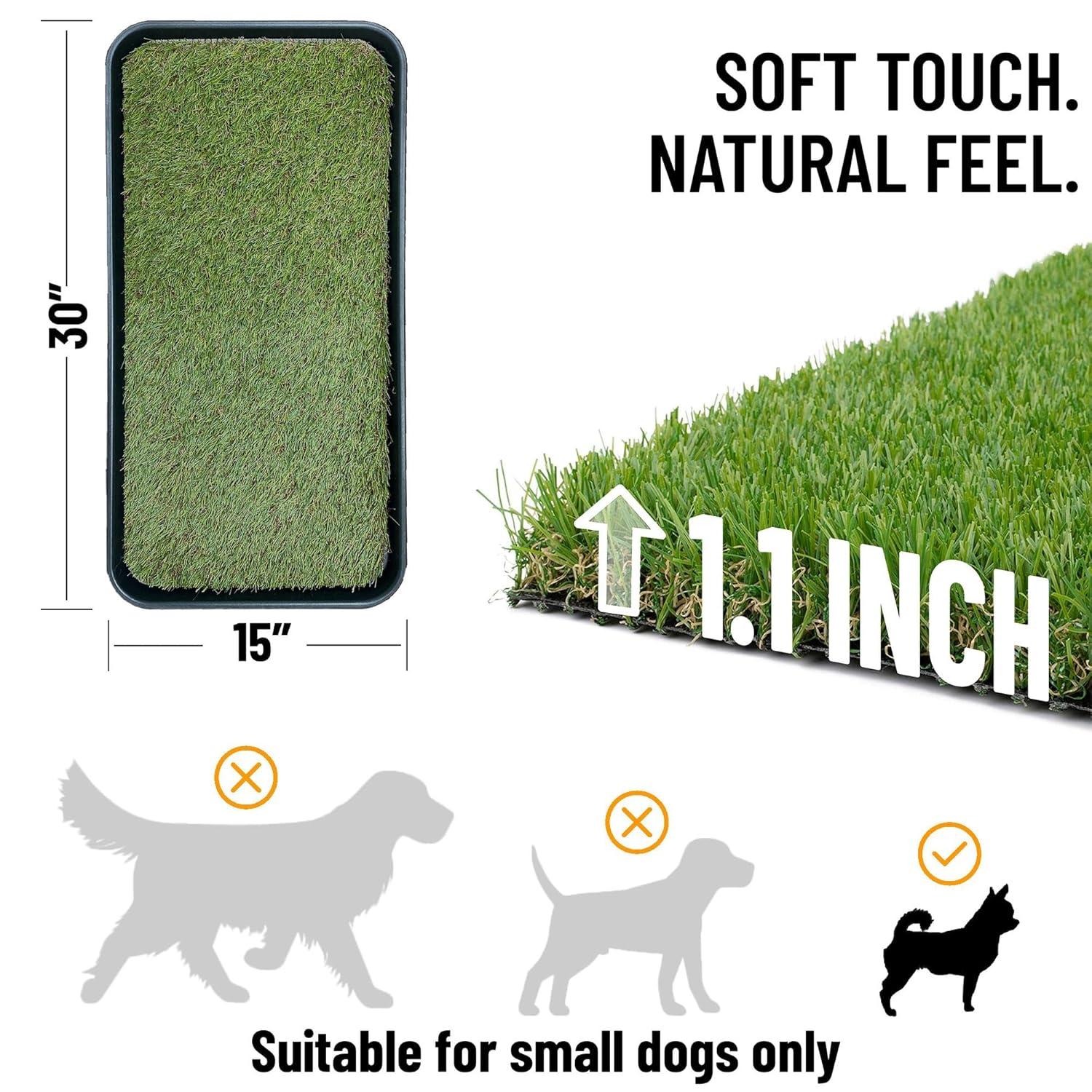 Ottomanson Pet Training Non-Slip Indoor/Outdoor Tray with Reusable Grass Pad