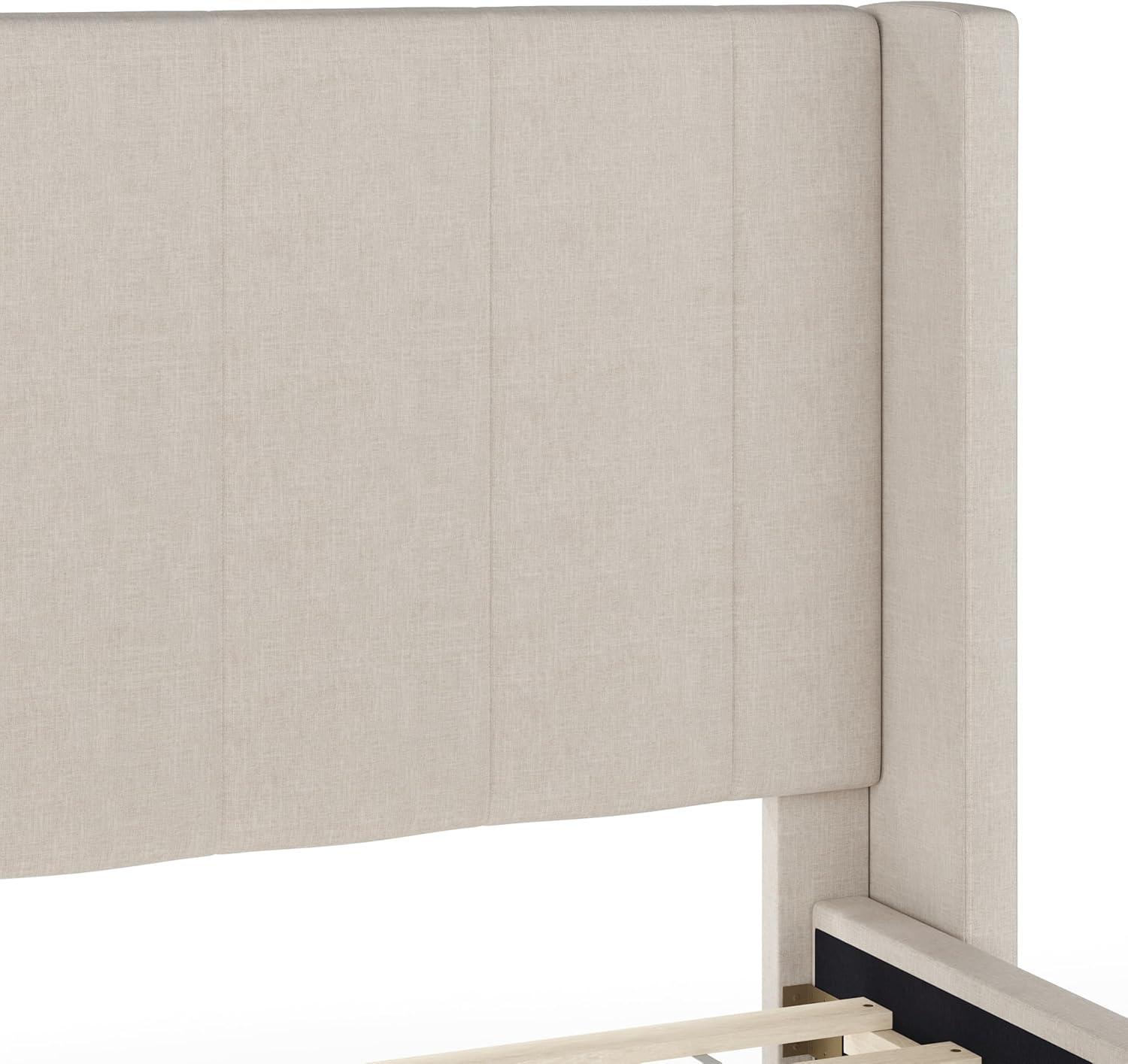 Martha Stewart Martha Stewart Kay Upholstered Platform Bed With Channel Stitched Wingback Headboard