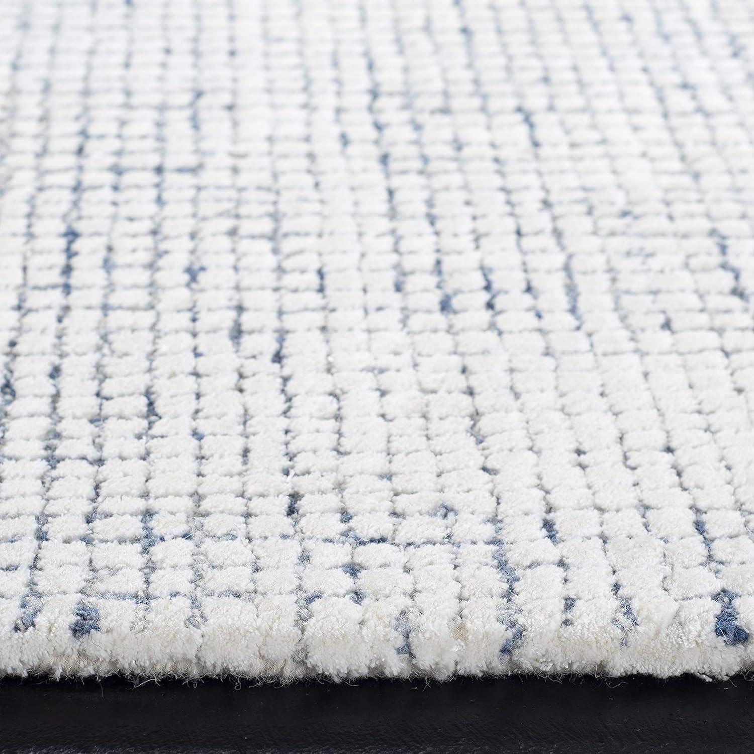 Abstract ABT470 Handmade Indoor Area Rug - Ivory/Blue - 4'x4' - Safavieh