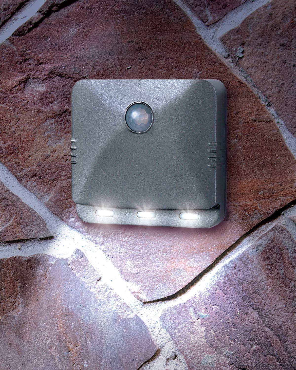 Gray Plastic Motion Sensing LED Stair Lights, 3-Pack