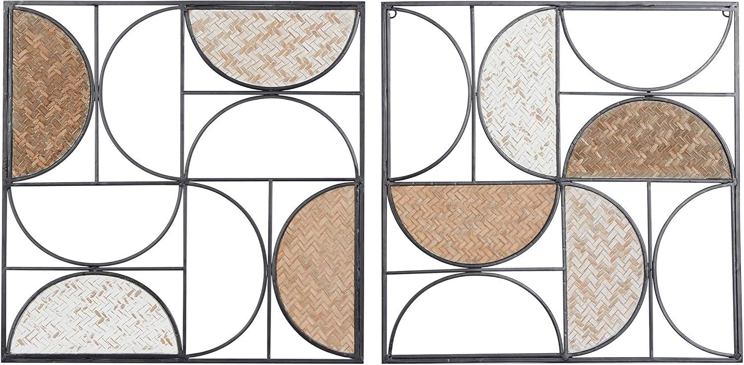 DecMode Brown Metal Contemporary Wall Decor, Set of 2