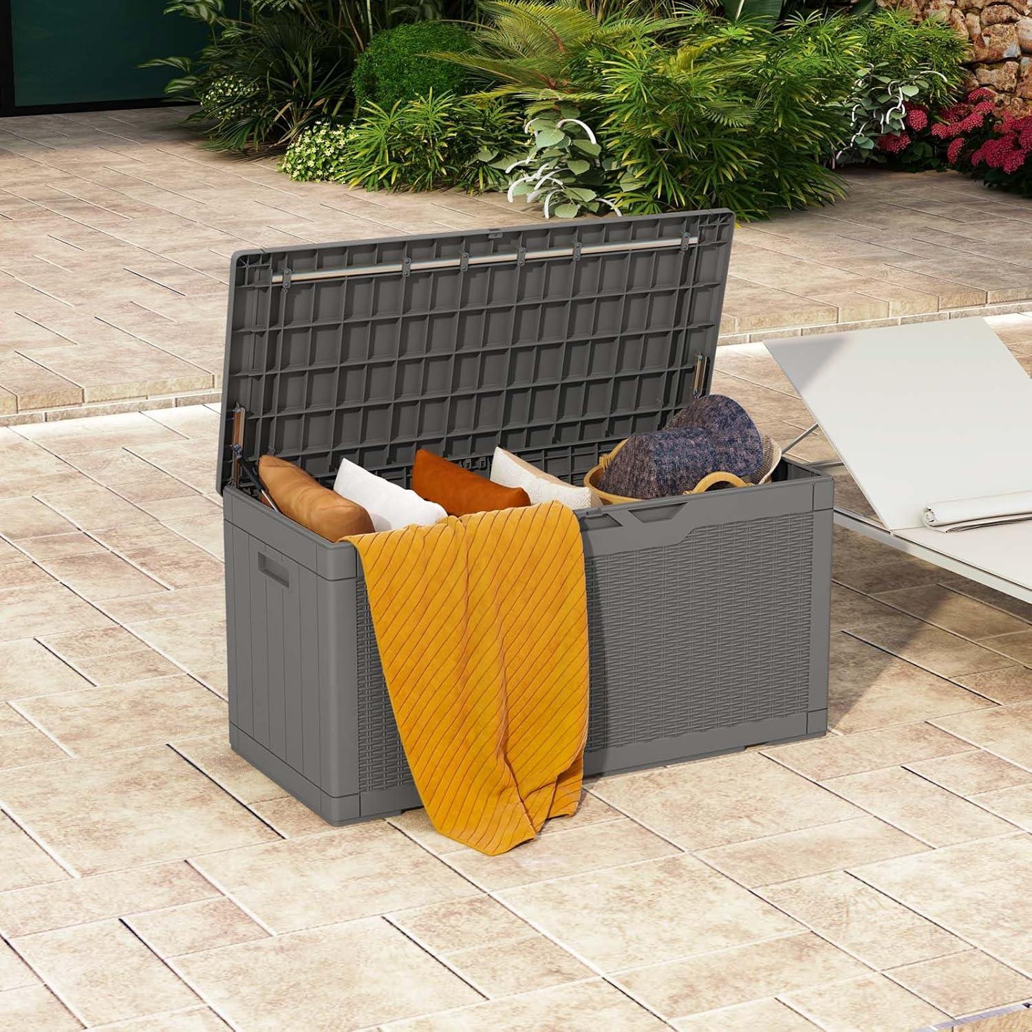 Patiowell 100 Gallons Water Resistant Resin Lockable Deck Box