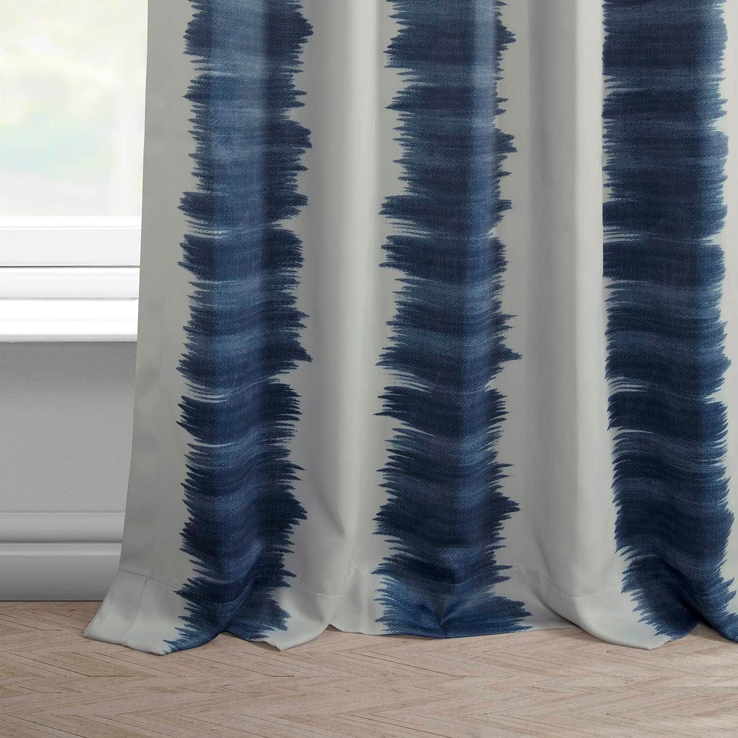 Flambe Blue Blackout Room Darkening Curtain (1 Panel), Flambe Blue, 50W X 96L