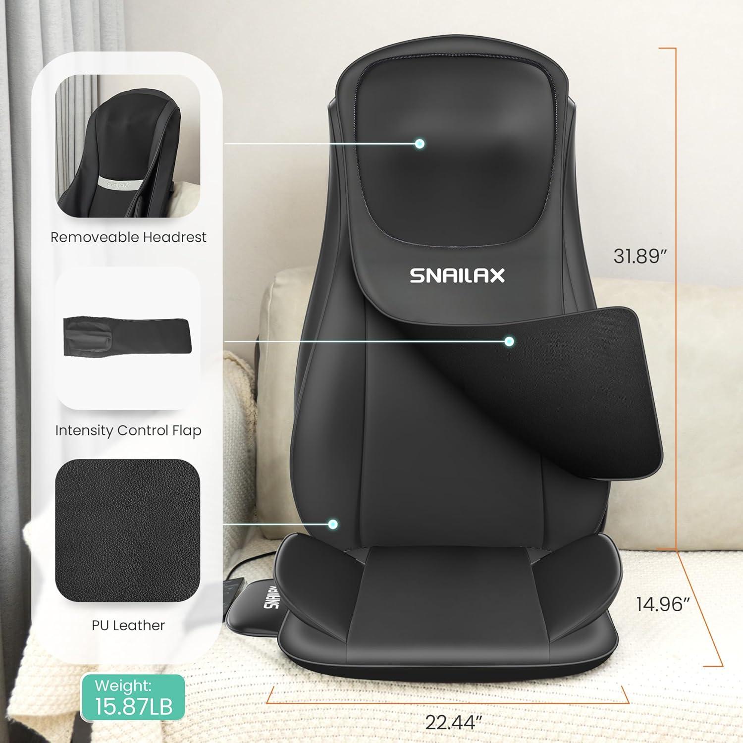 Snailax Shiatsu Full Body Chair Seat Massager, Neck Back Chair Pad with Compression & Heat. SL-229 | Wayfair