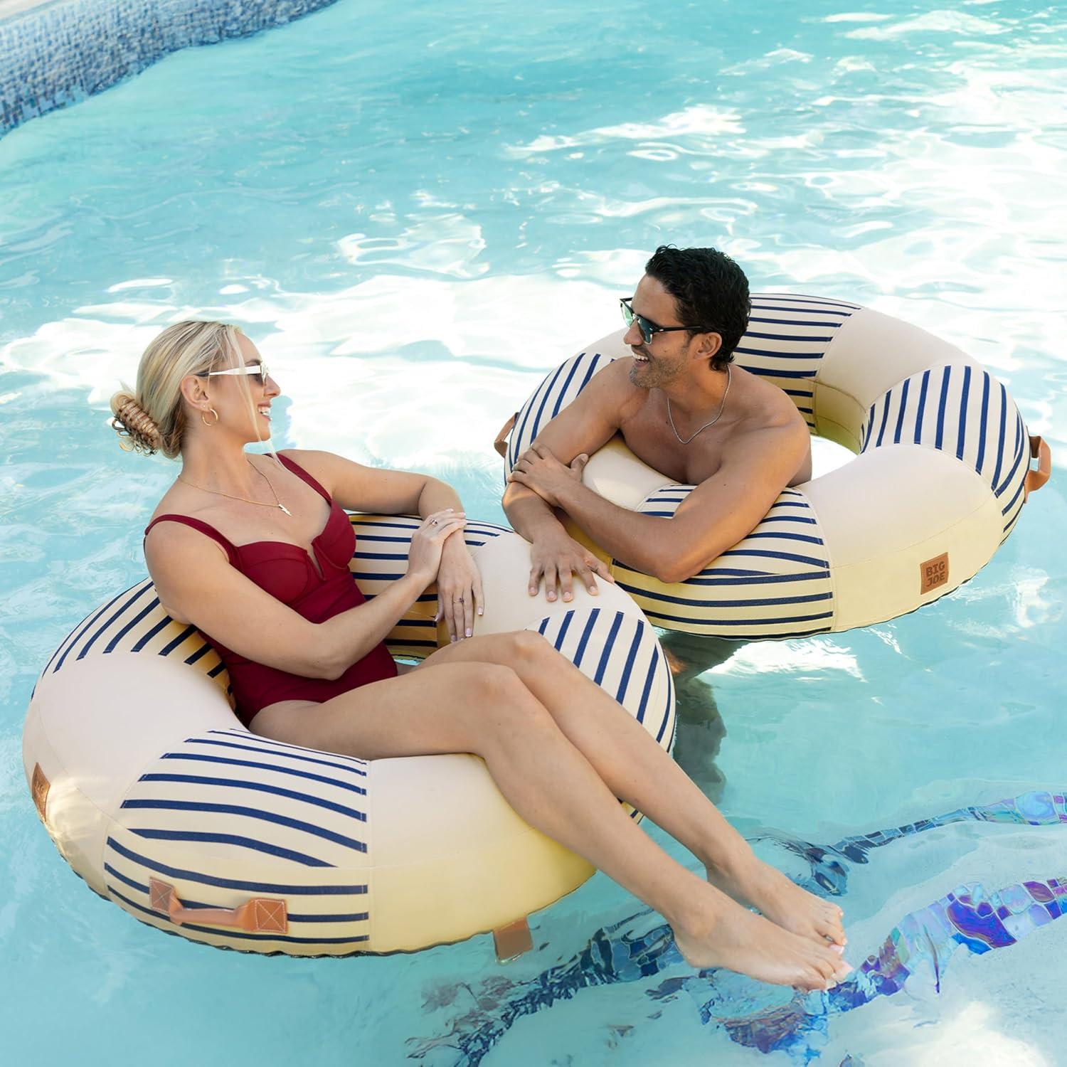 Big Joe Lux Ring Premium Pool Float, Cape Stripe, Durable UV Protected