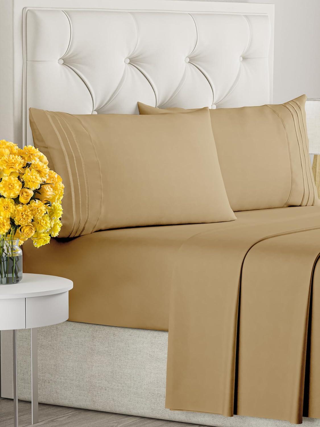 Solid 4 Piece Bed Sheet Set - Ultra Soft and Breathable Sheets - CGK Linens