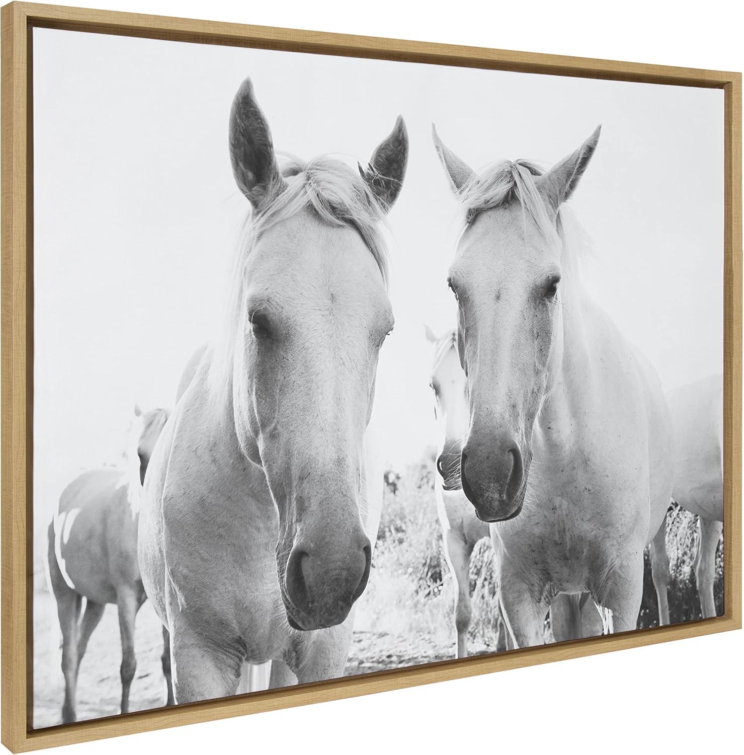 28" x 38" Sylvie Camargue Horse XVII BW Framed Canvas by Laura Evans - Kate & Laurel All Things Decor