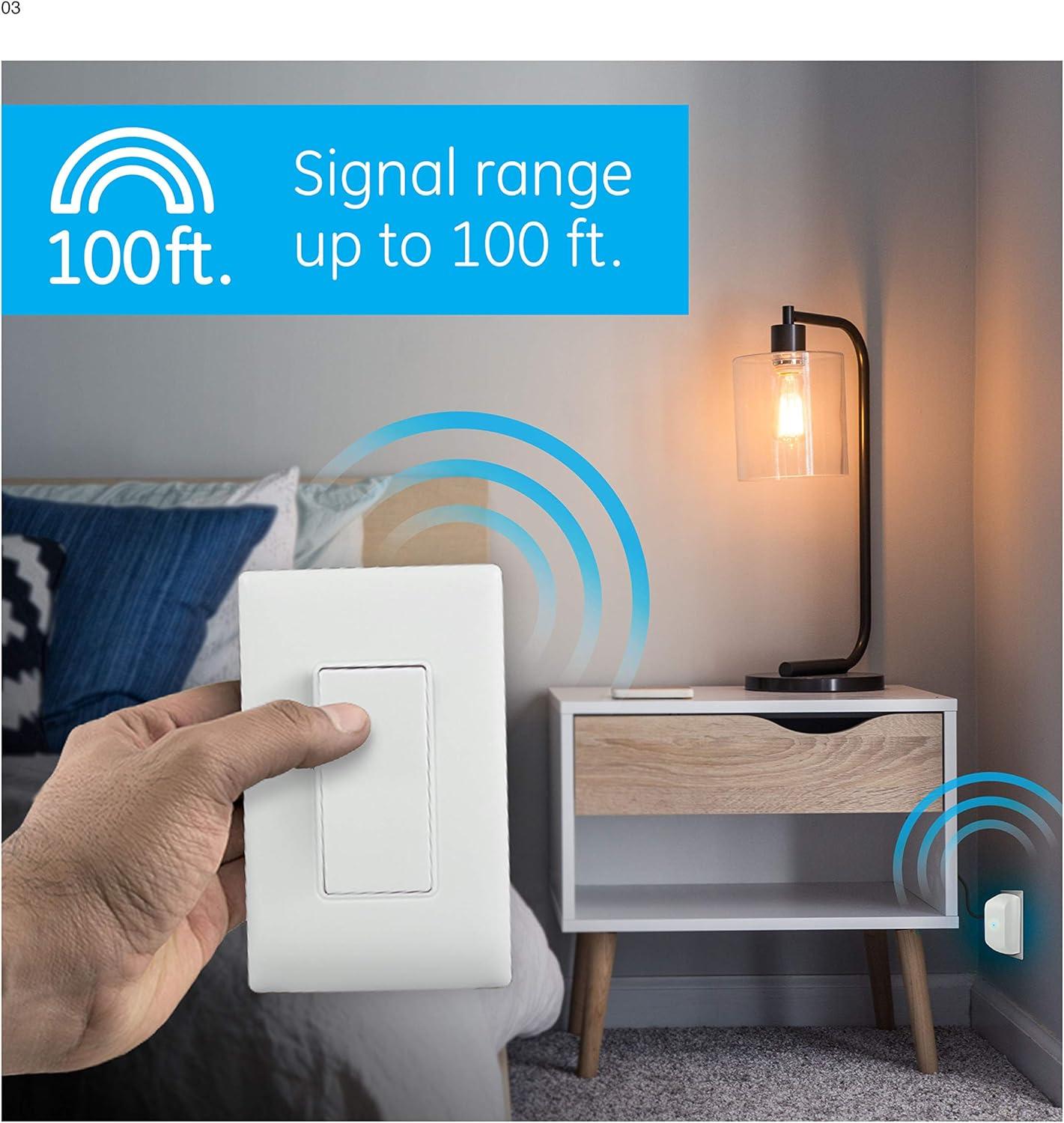 GE Wireless Light Control with Wall Switch, 1-Grounded Outlet, 18279
