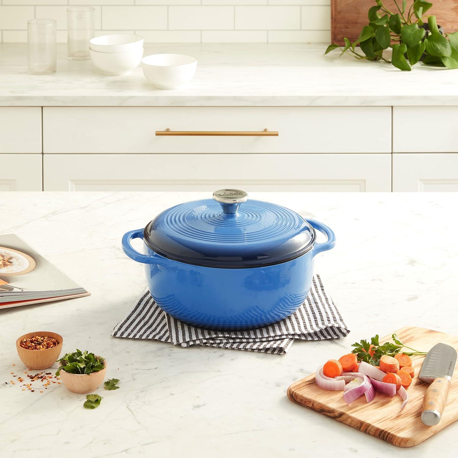 Blue Enameled Cast Iron 4.5 Quart Dutch Oven